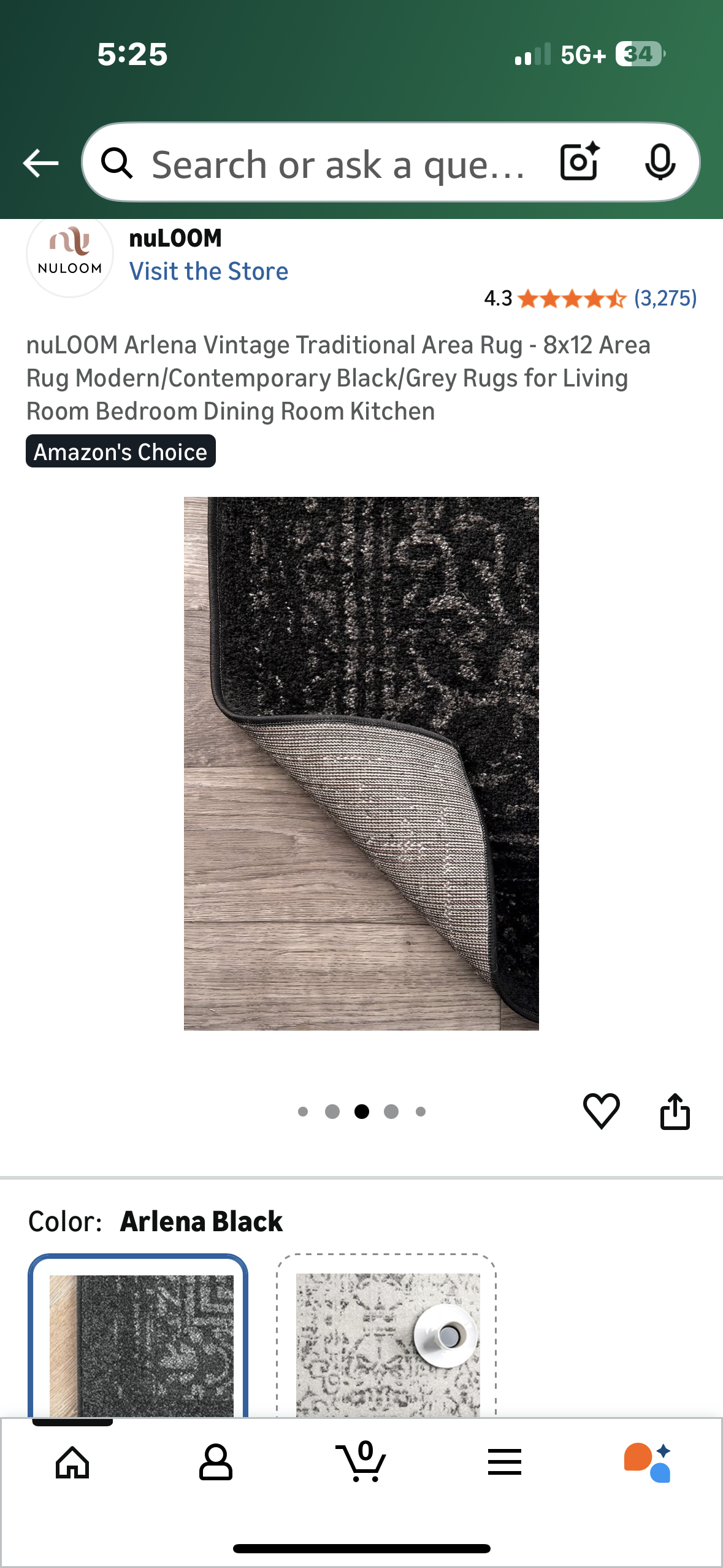 nuLOOM Arlena Vintage Traditional Area Rug - 8x12  Modern and Contemporary Black/Grey Rug for Home (L1125)