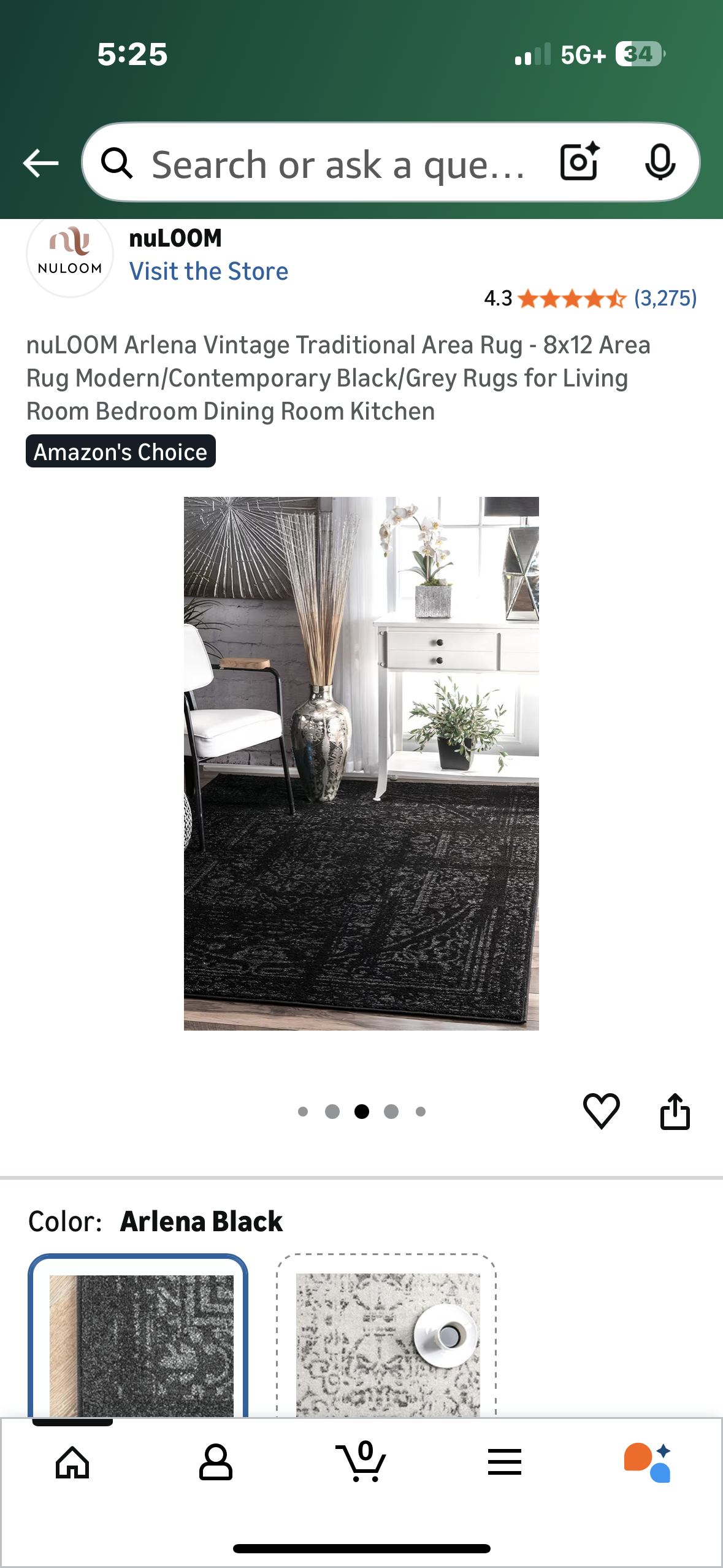 nuLOOM Arlena Vintage Traditional Area Rug - 8x12  Modern and Contemporary Black/Grey Rug for Home (L1125)
