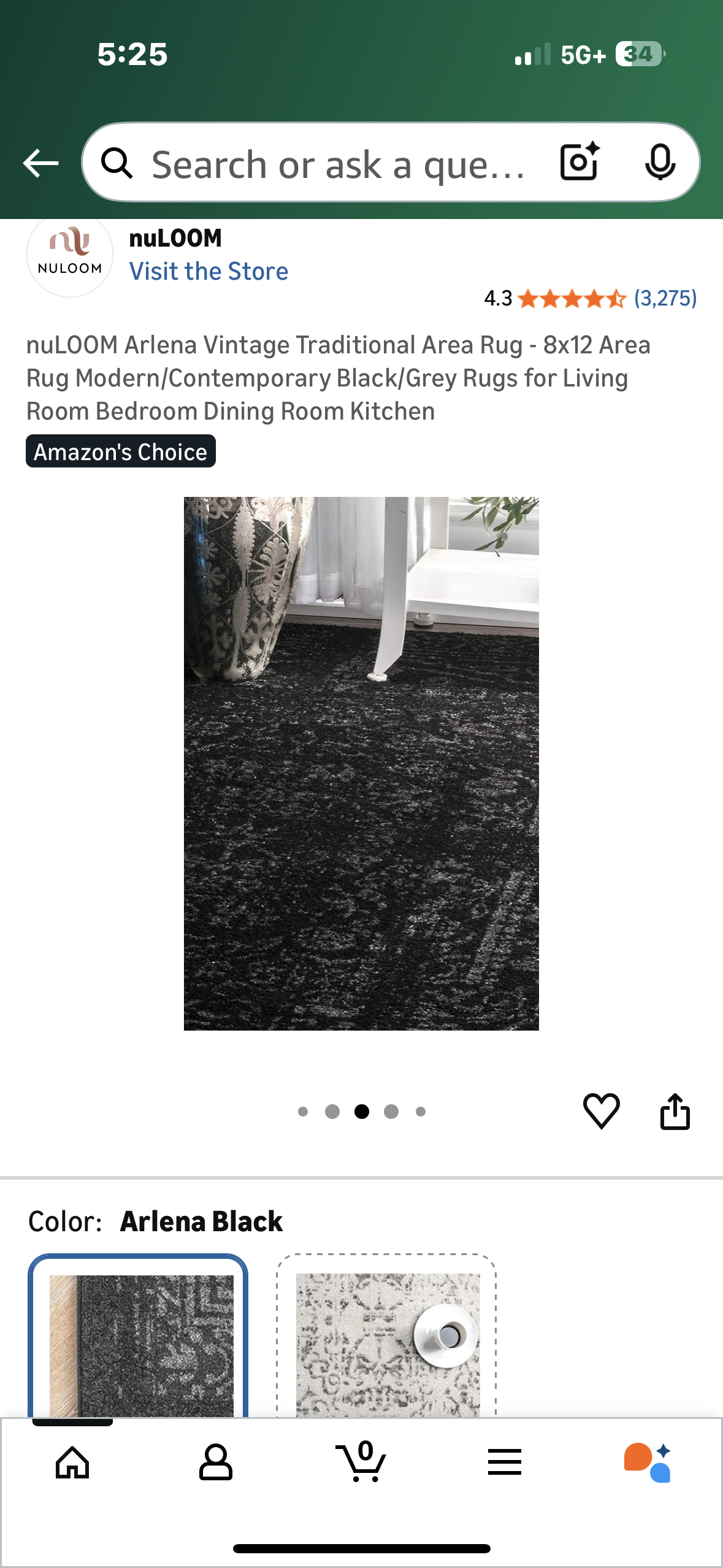 nuLOOM Arlena Vintage Traditional Area Rug - 8x12  Modern and Contemporary Black/Grey Rug for Home (L1125)