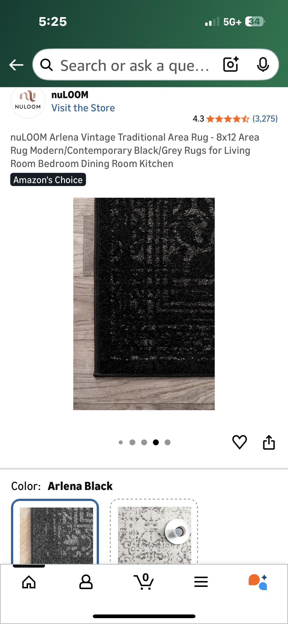 nuLOOM Arlena Vintage Traditional Area Rug - 8x12  Modern and Contemporary Black/Grey Rug for Home (L1125)