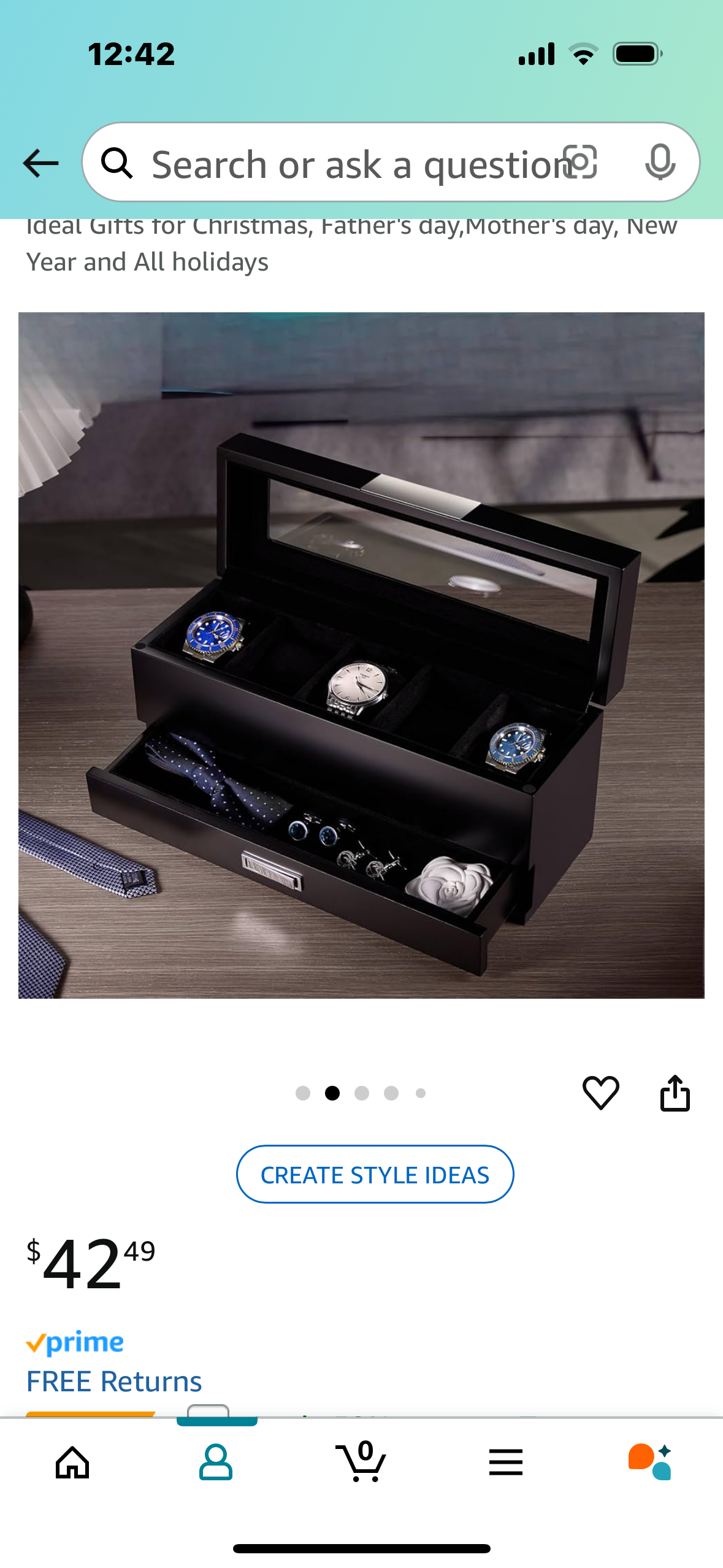 Watch Box Watch Holder-5 Slot Double-Layer Black Watch Organizer with Drawer for Husband, Wife, Friends-Ideal Gifts for Christmas, Father's day,Mother's day, New Year and All holidays