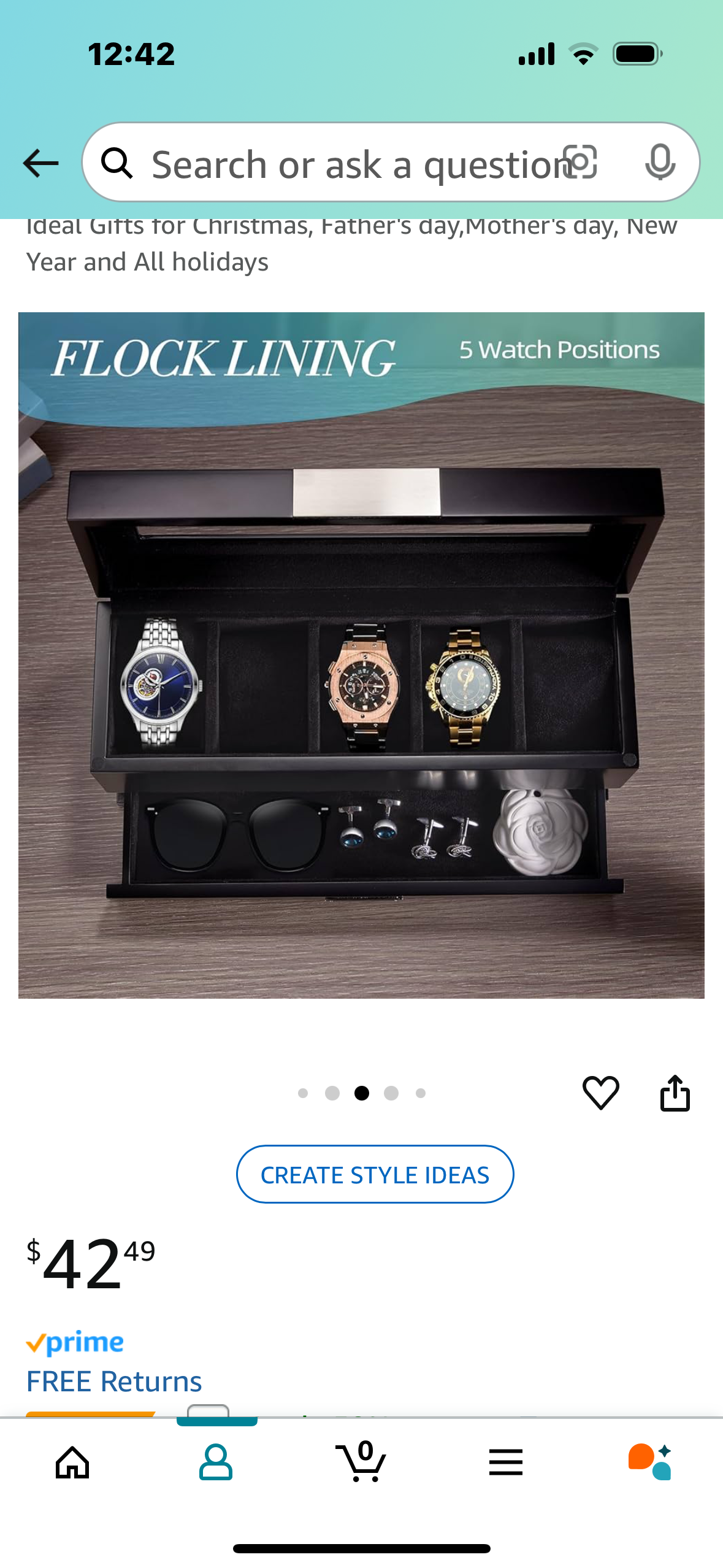 Watch Box Watch Holder-5 Slot Double-Layer Black Watch Organizer with Drawer for Husband, Wife, Friends-Ideal Gifts for Christmas, Father's day,Mother's day, New Year and All holidays