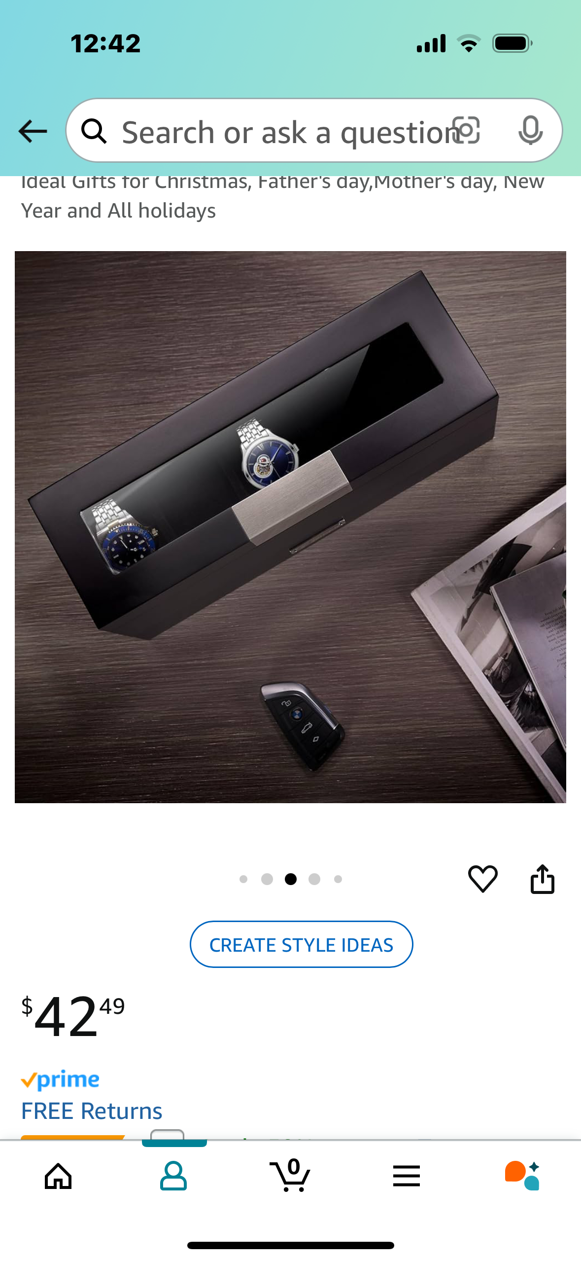 Watch Box Watch Holder-5 Slot Double-Layer Black Watch Organizer with Drawer for Husband, Wife, Friends-Ideal Gifts for Christmas, Father's day,Mother's day, New Year and All holidays