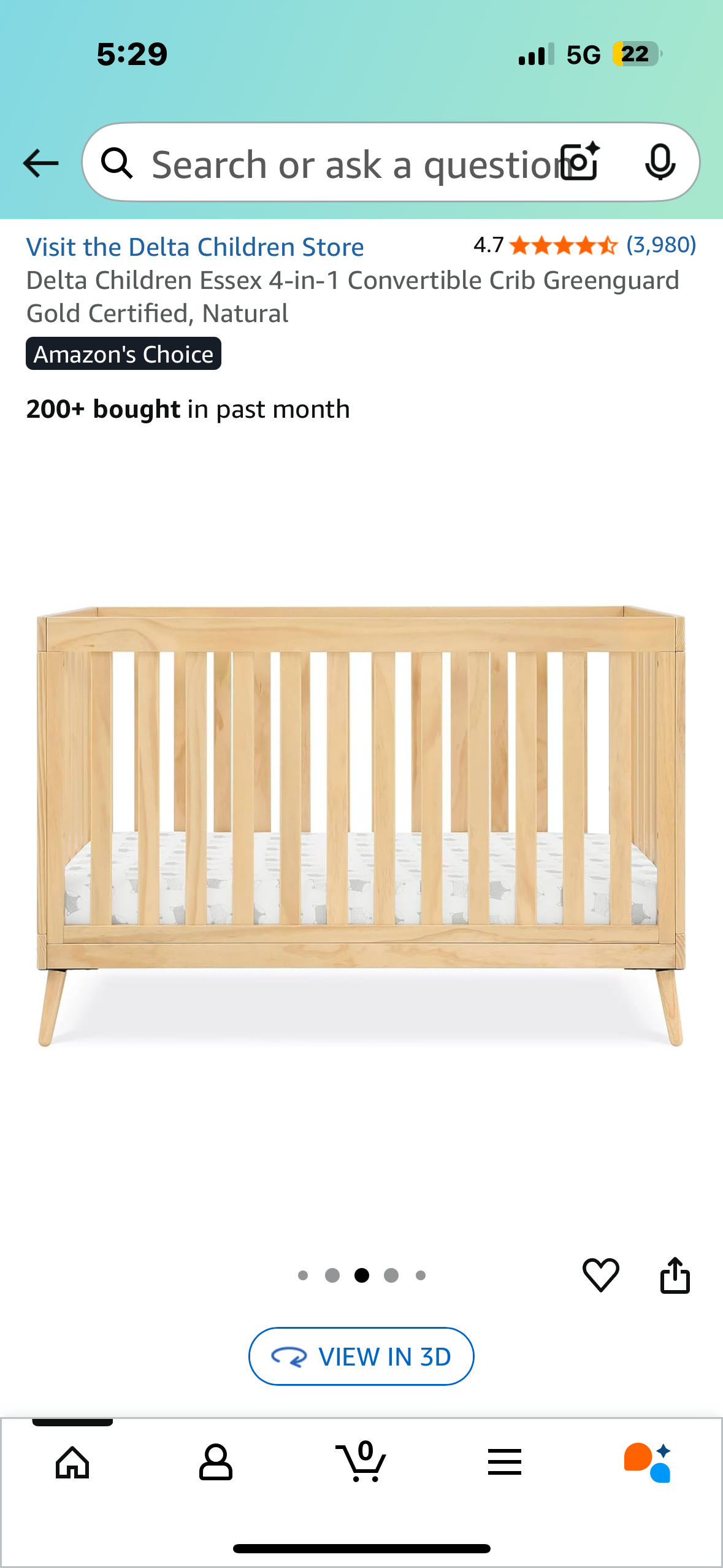 Delta Children Essex 4-in-1 Convertible Crib Greenguard Gold Certified, Natural (B1084)