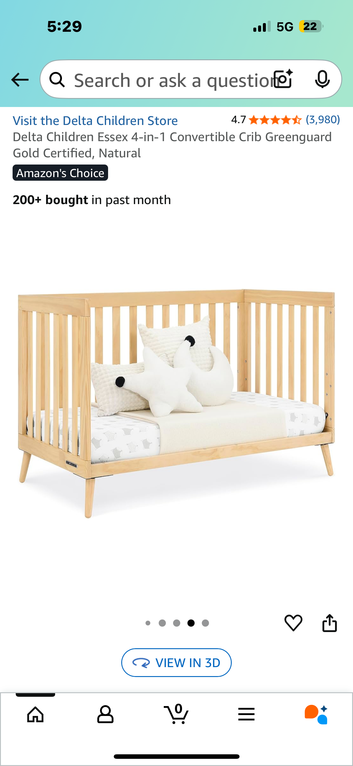 Delta Children Essex 4-in-1 Convertible Crib Greenguard Gold Certified, Natural (B1084)