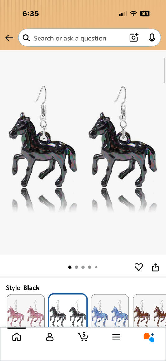 3D Horse Earrings for Women Funny Kentucky Derby Race Horse Drop Dangle Earrings Cute Western Horse Jewelry Gift Black