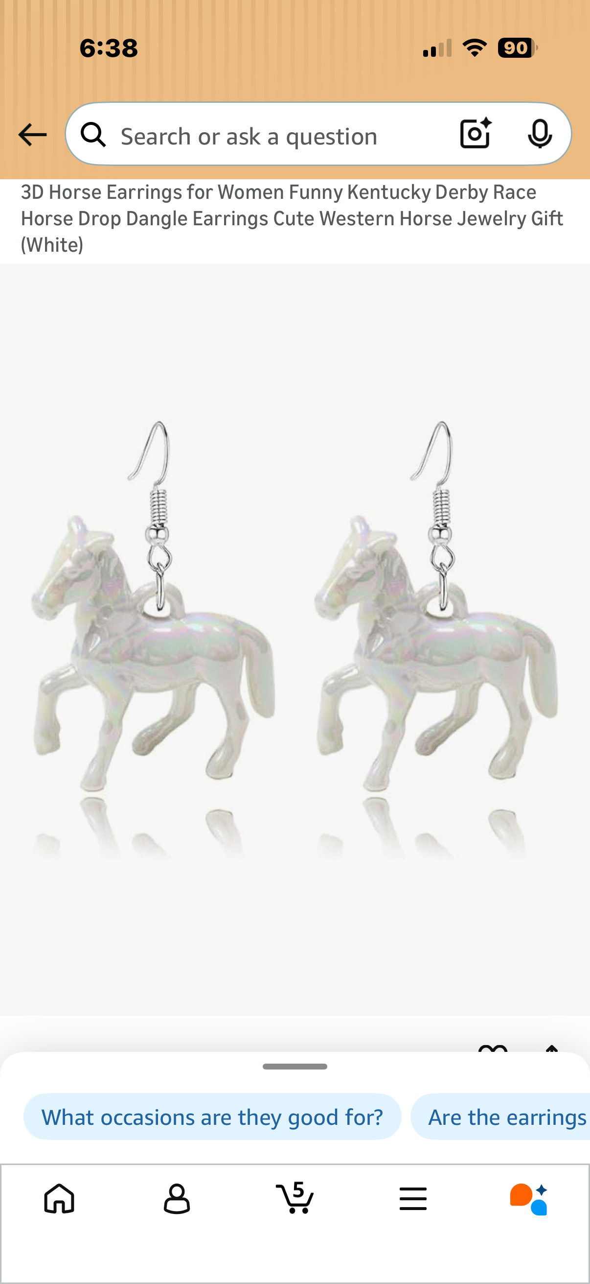 3D Horse Earrings for Women Funny Kentucky Derby Race Horse Drop Dangle Earrings Cute Western Horse Jewelry Gift White