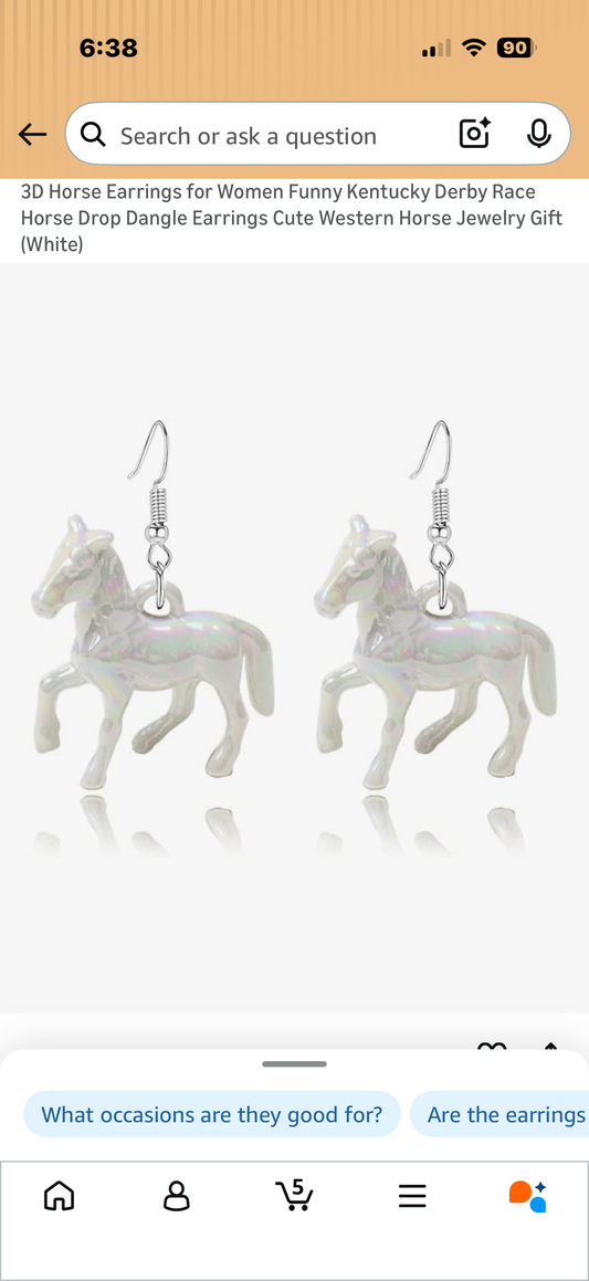 3D Horse Earrings for Women Funny Kentucky Derby Race Horse Drop Dangle Earrings Cute Western Horse Jewelry Gift White