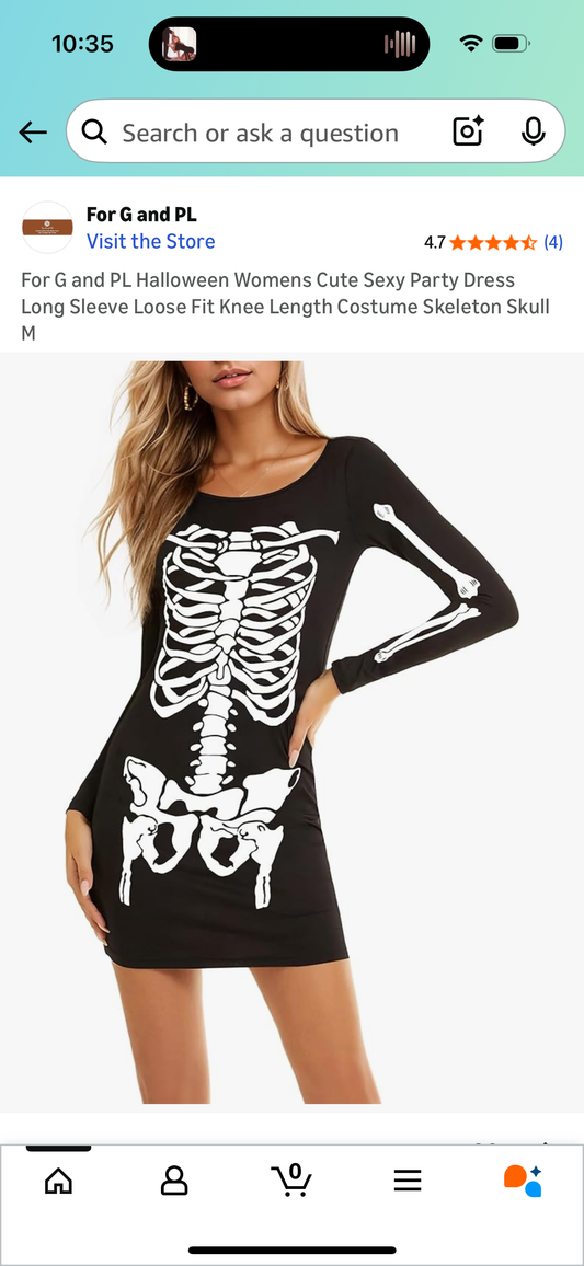 Women’s Skeleton Halloween Dress (Size Medium)