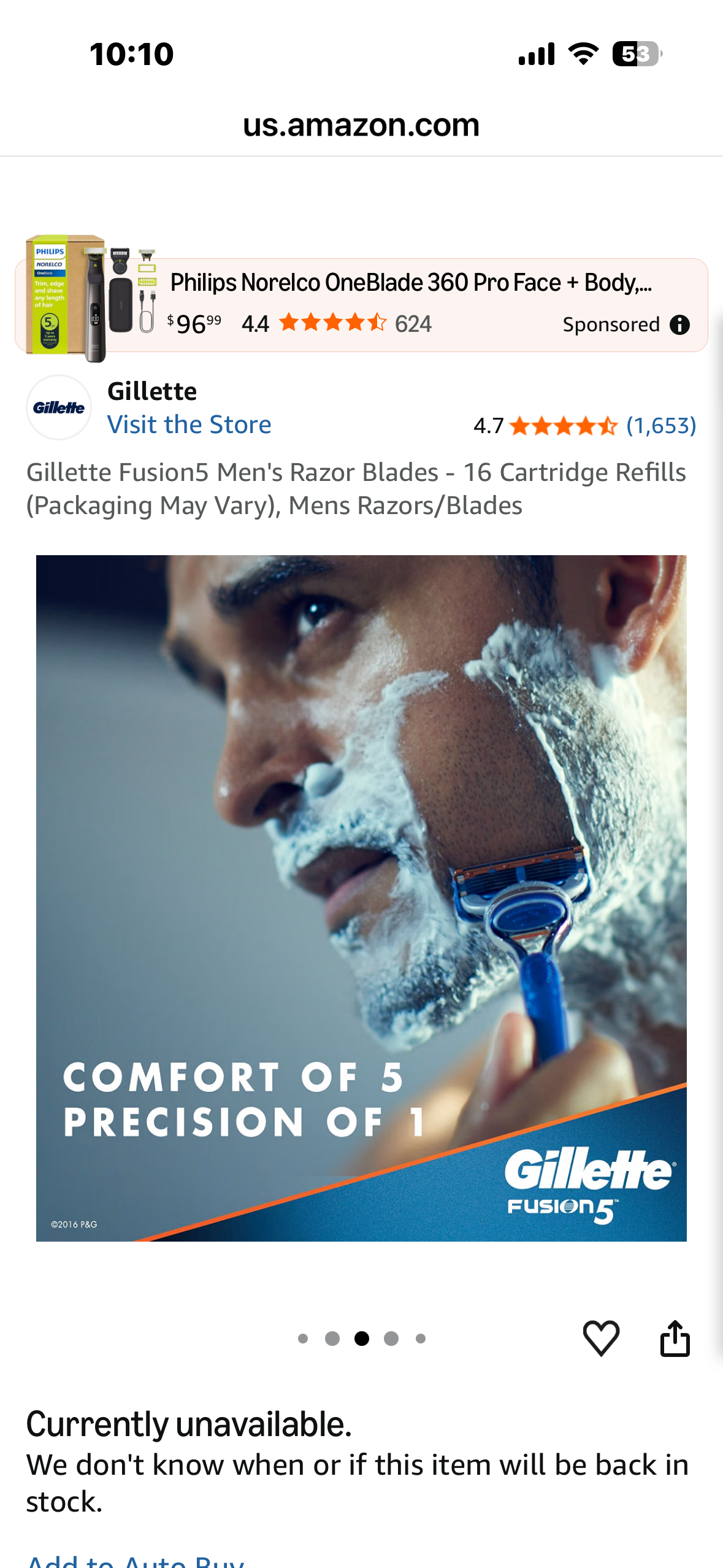 Gillette Fusion5 Razor Blades - 16 Cartridge Refills