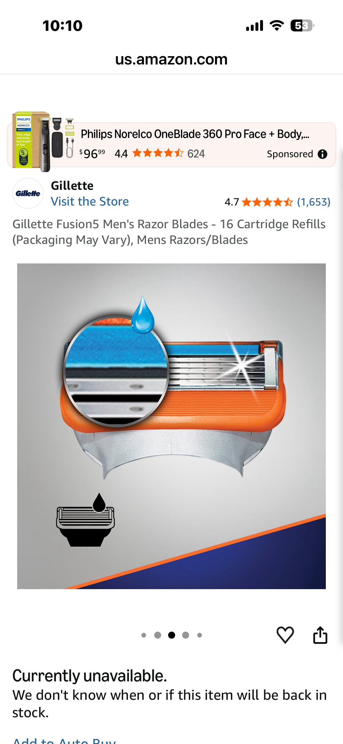 Gillette Fusion5 Razor Blades - 16 Cartridge Refills