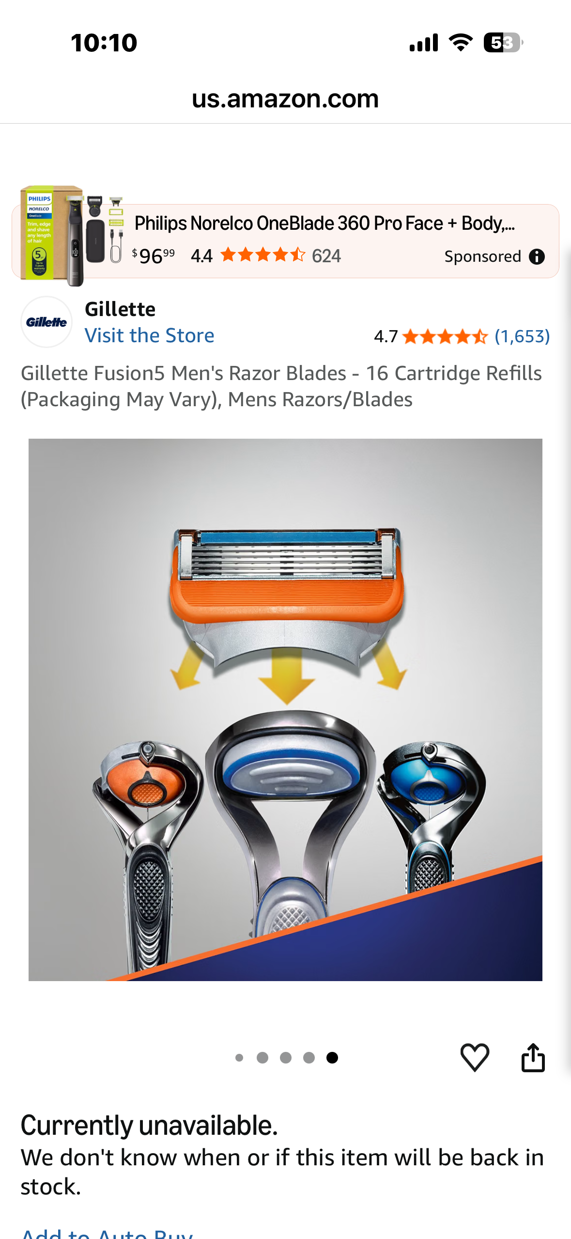 Gillette Fusion5 Razor Blades - 16 Cartridge Refills