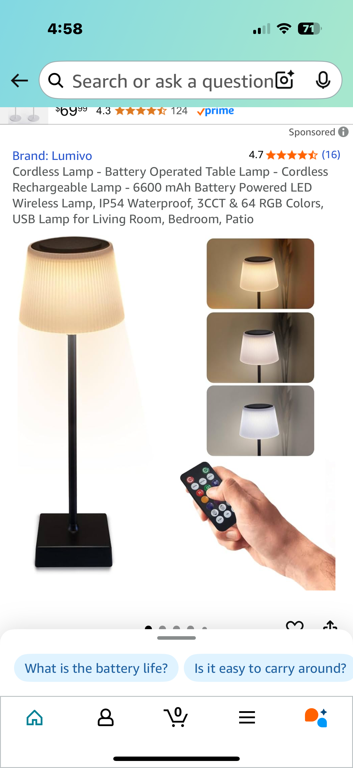 Cordless Lamp - Battery Operated Table Lamp - Cordless Rechargeable Lamp