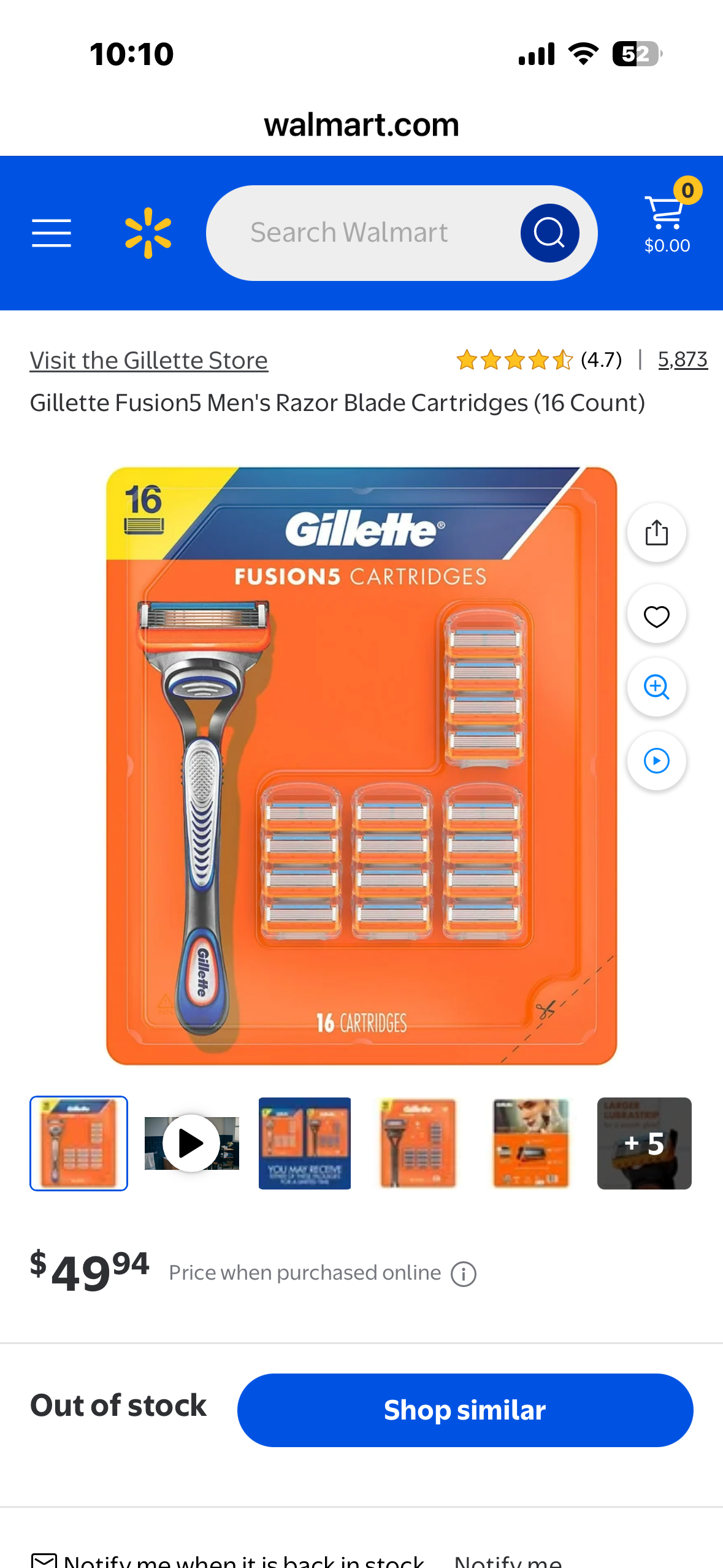 Gillette Fusion5 Razor Blades - 16 Cartridge Refills