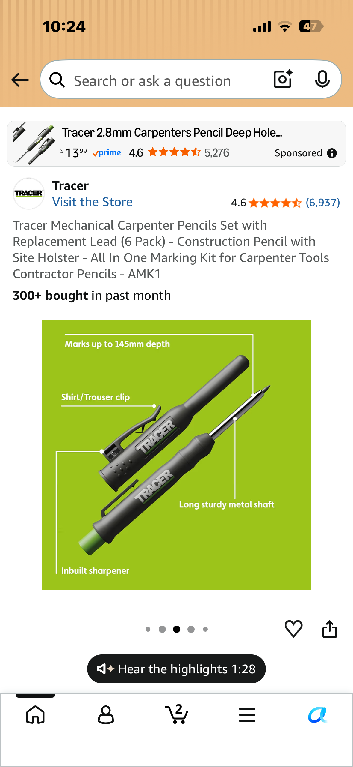 Tracer Mechanical Carpenter Pencil Set with Replacement Lead (6 Pack) - Construction Pencil with Site Holster - All In One Marking Kit for Carpenter Tools Contractor Pencils