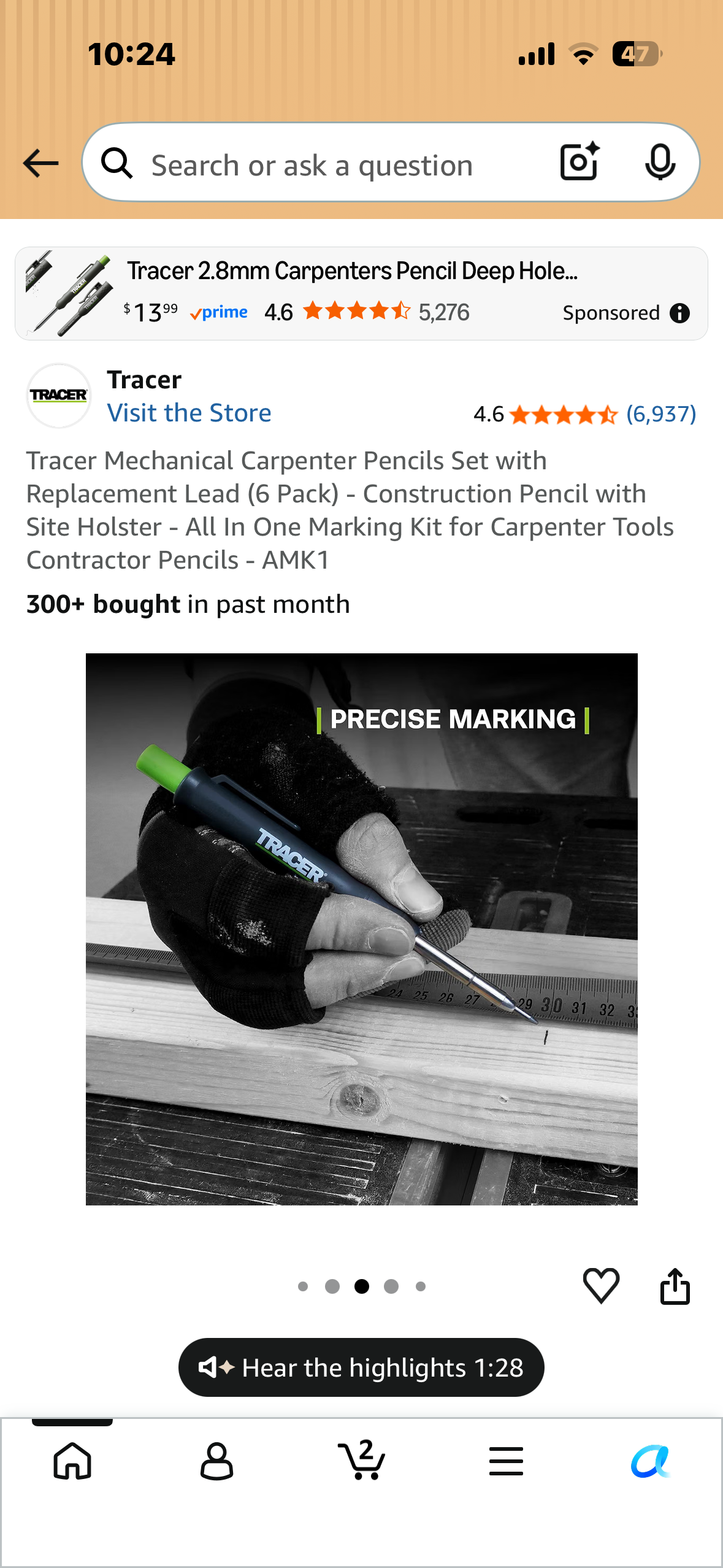 Tracer Mechanical Carpenter Pencil Set with Replacement Lead (6 Pack) - Construction Pencil with Site Holster - All In One Marking Kit for Carpenter Tools Contractor Pencils