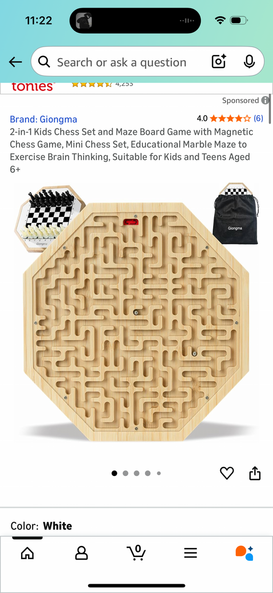 2-in-1 Kids Chess Set and Maze Board Game with Magnetic Chess Game, Mini Chess Set, Educational Marble Maze to Exercise Brain Thinking, Suitable for Kids and Teens Aged 6+