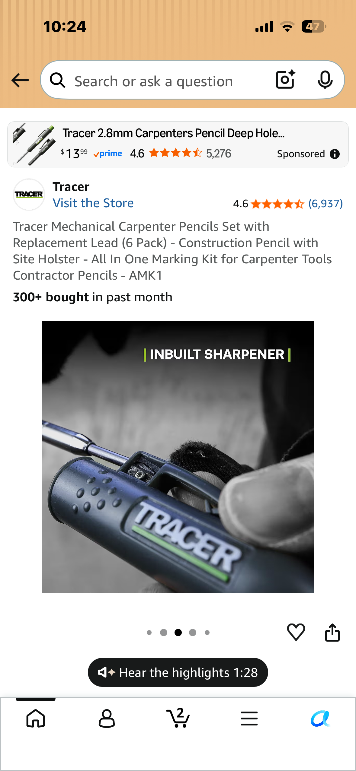 Tracer Mechanical Carpenter Pencil Set with Replacement Lead (6 Pack) - Construction Pencil with Site Holster - All In One Marking Kit for Carpenter Tools Contractor Pencils