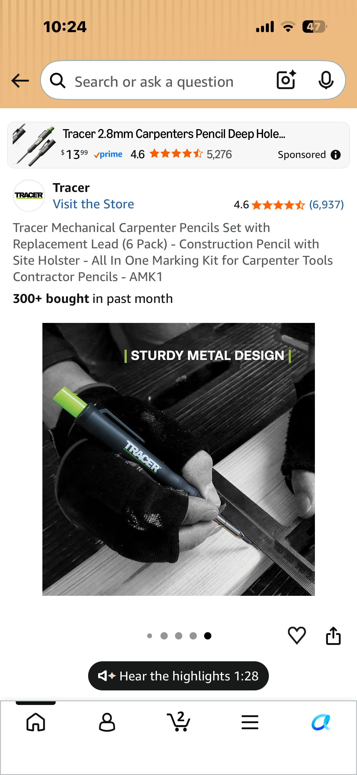 Tracer Mechanical Carpenter Pencil Set with Replacement Lead (6 Pack) - Construction Pencil with Site Holster - All In One Marking Kit for Carpenter Tools Contractor Pencils