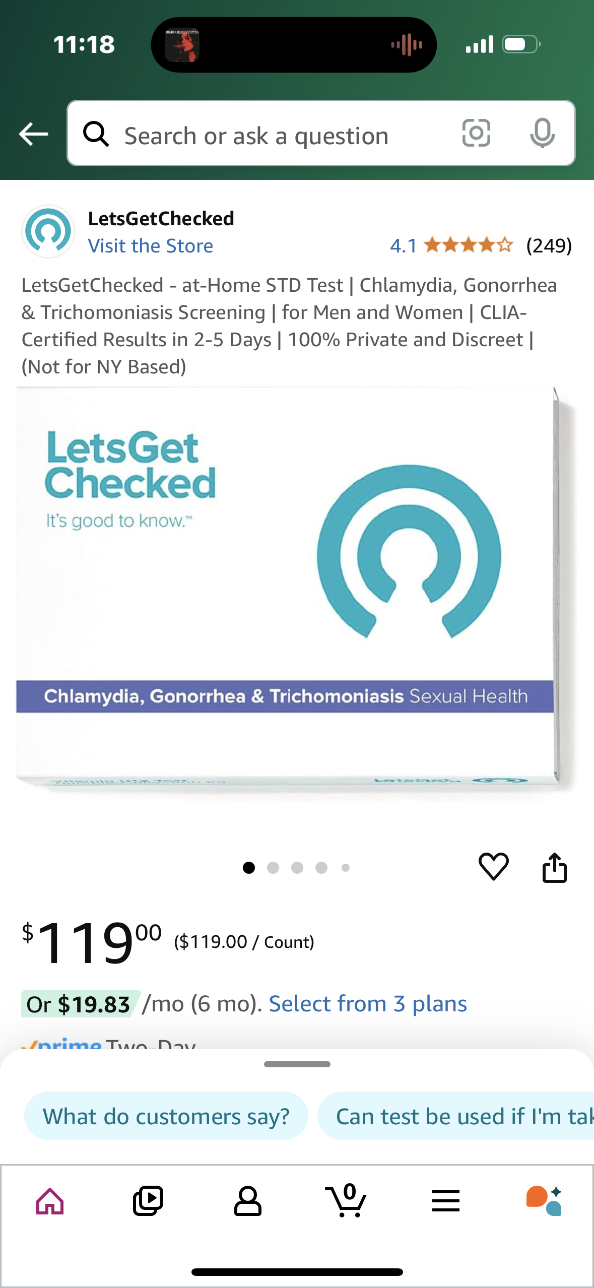 LetsGetChecked - at-Home STD Test | Chlamydia, Gonorrhea & Trichomoniasis Screening | for Men and Women | CLIA-Certified Results in 2-5 Days | 100% Private and Discreet | (Not for NY Based