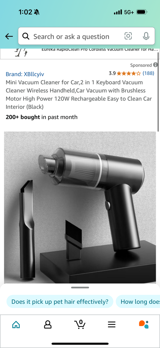 Mini Vacuum Cleaner for Car,2 in 1 Keyboard Vacuum Cleaner Wireless Handheld,Car Vacuum with Brushless Motor High Power 120W Rechargeable Easy to Clean Car Interior (Black)