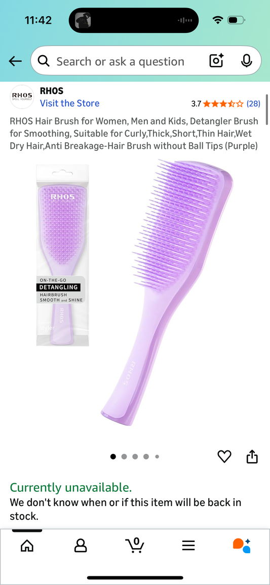 RHOS Hair Brush for Women, Men and Kids, Detangler Brush for Smoothing, Suitable for Curly,Thick,Short,Thin Hair,Wet Dry Hair,Anti Breakage-Hair Brush without Ball Tips (BLUE)