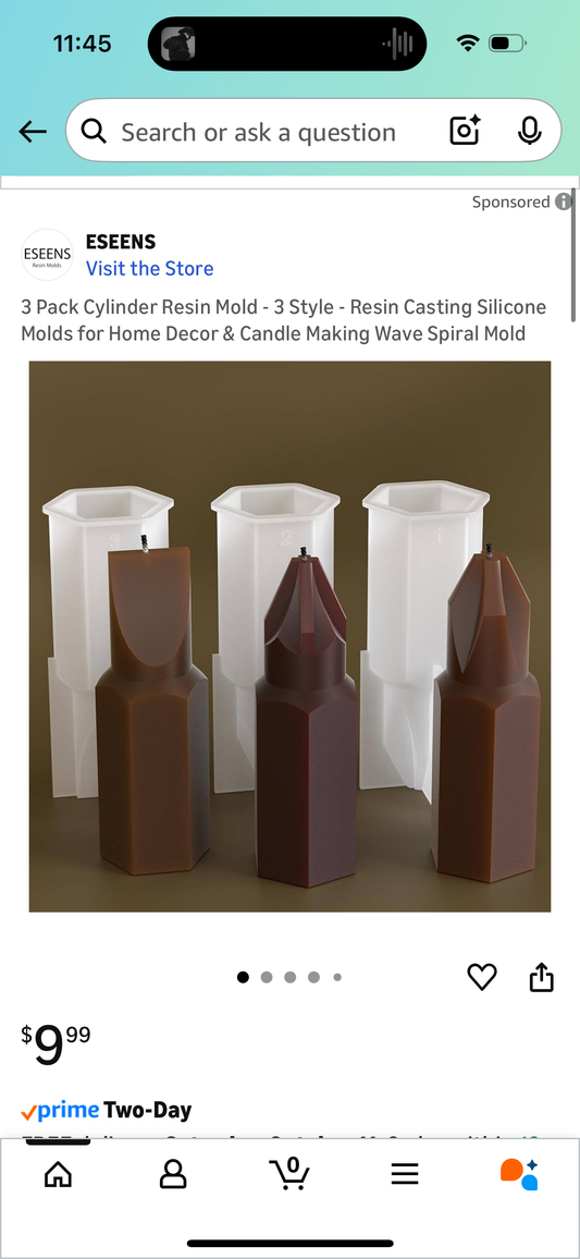 ‼️2 for $5‼️ 3 Pack Cylinder Resin Mold - 3 Style - Resin Casting Silicone Molds for Home Decor & Candle Making Wave Spiral Mold