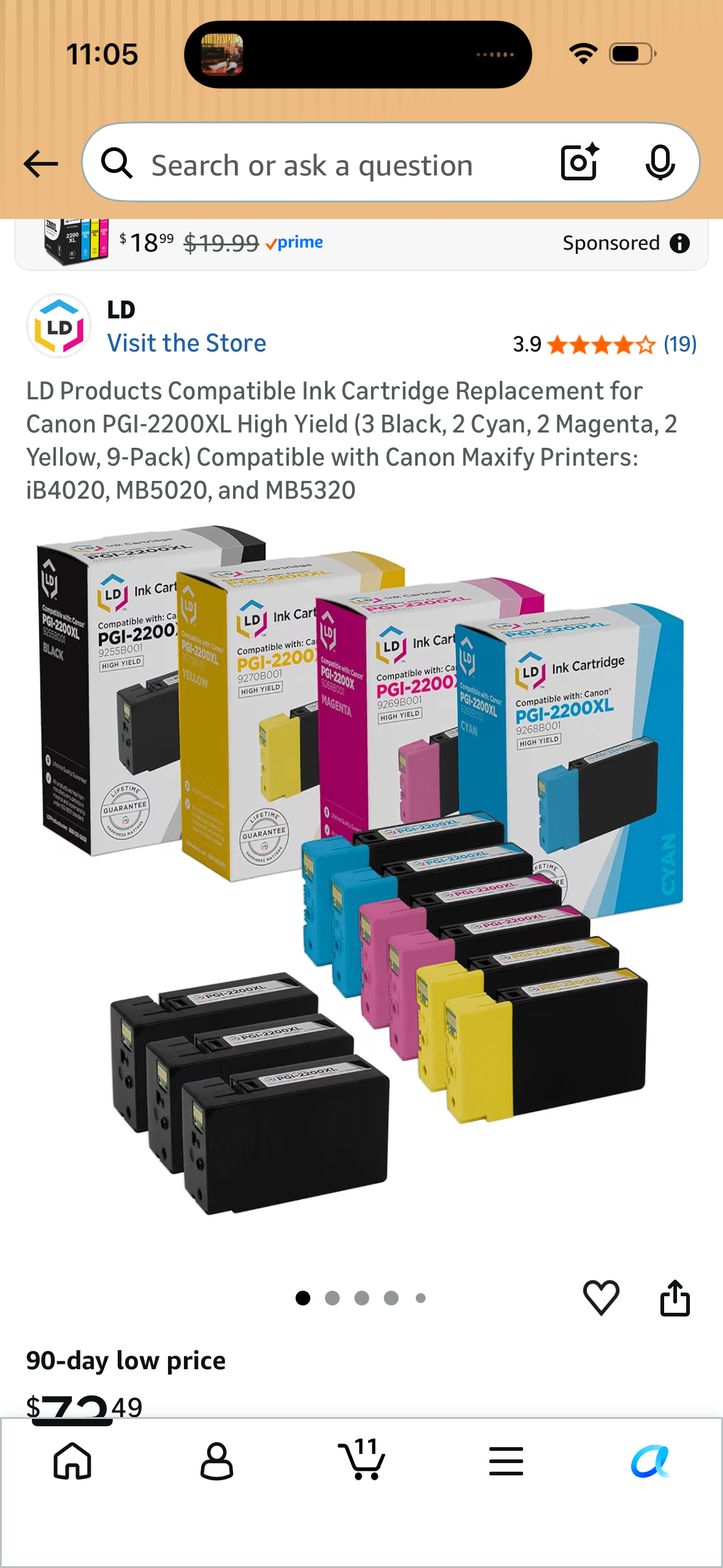 LD Products Compatible Ink Cartridge Replacement for Canon PGI-2200XL High Yield (3 Black, 2 Cyan, 2 Magenta, 2 Yellow, 9-Pack) Compatible with Canon Maxify Printers: iB4020, MB5020, and MB5320