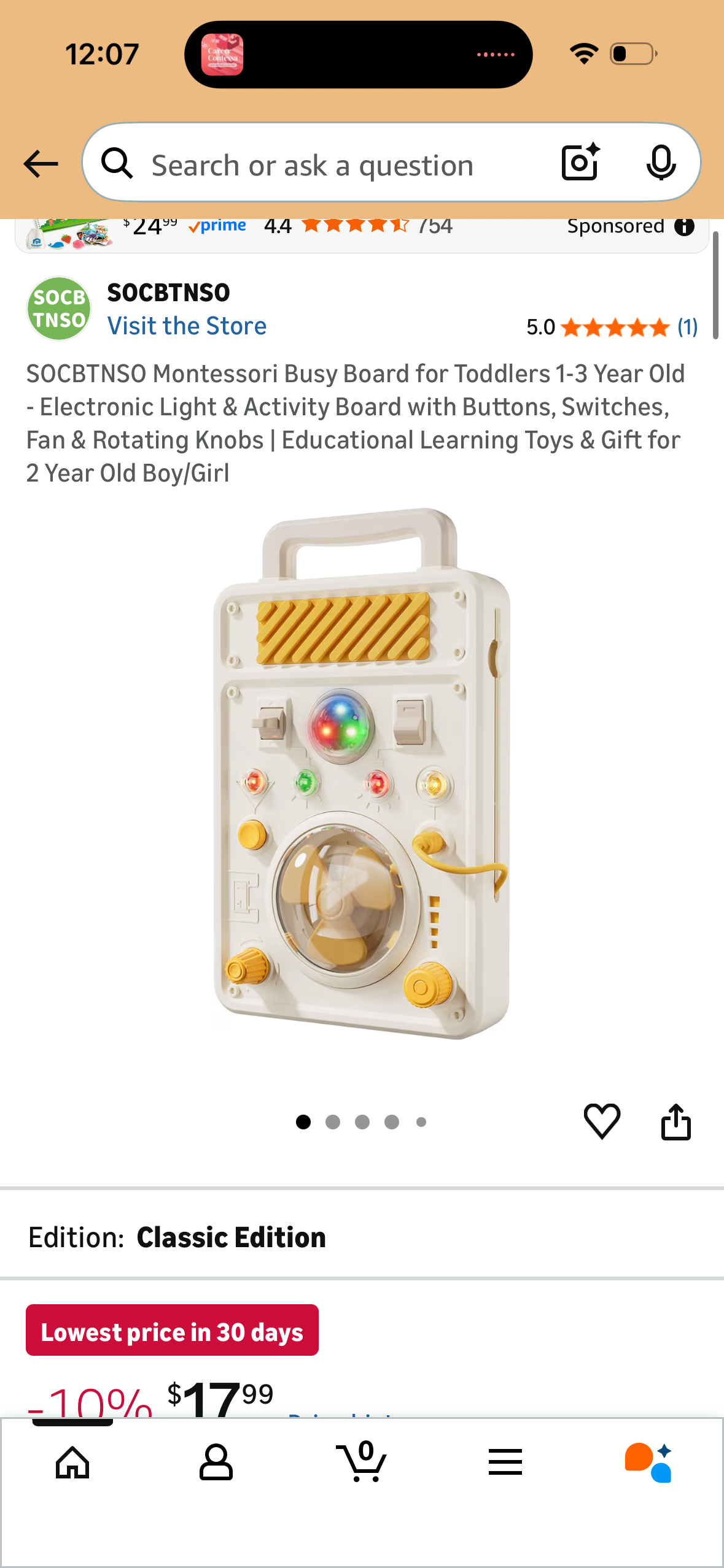 Montessori Busy Board for Toddlers 1-3 Year Old - Electronic Light & Activity Board with Buttons, Switches, Fan & Rotating Knobs | Educational Learning Toys & Gift for 2 Year Old Boy/Girl
