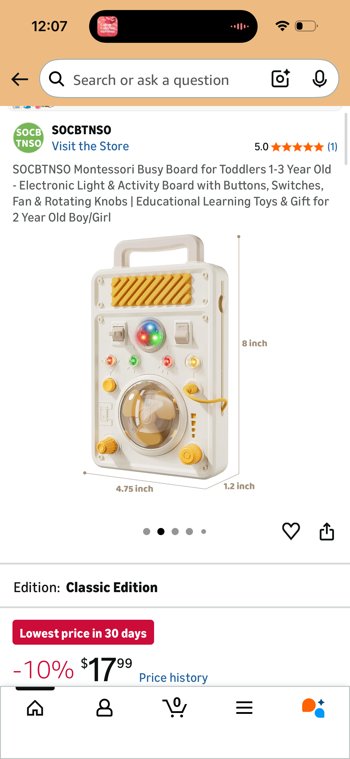 Montessori Busy Board for Toddlers 1-3 Year Old - Electronic Light & Activity Board with Buttons, Switches, Fan & Rotating Knobs | Educational Learning Toys & Gift for 2 Year Old Boy/Girl