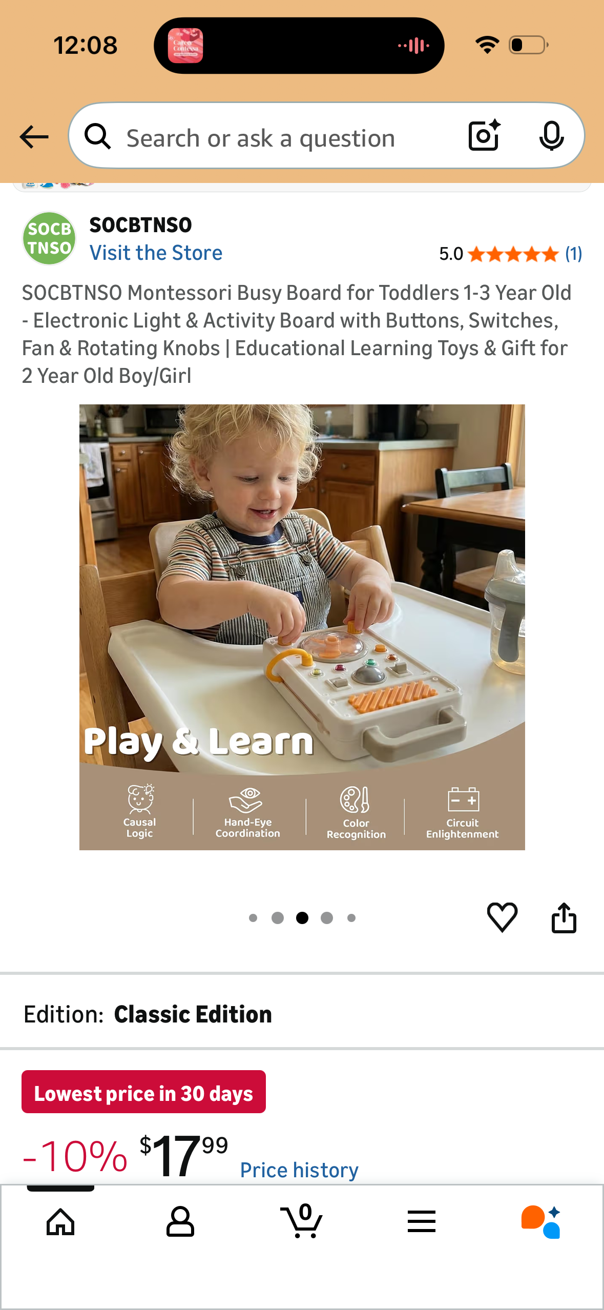 Montessori Busy Board for Toddlers 1-3 Year Old - Electronic Light & Activity Board with Buttons, Switches, Fan & Rotating Knobs | Educational Learning Toys & Gift for 2 Year Old Boy/Girl