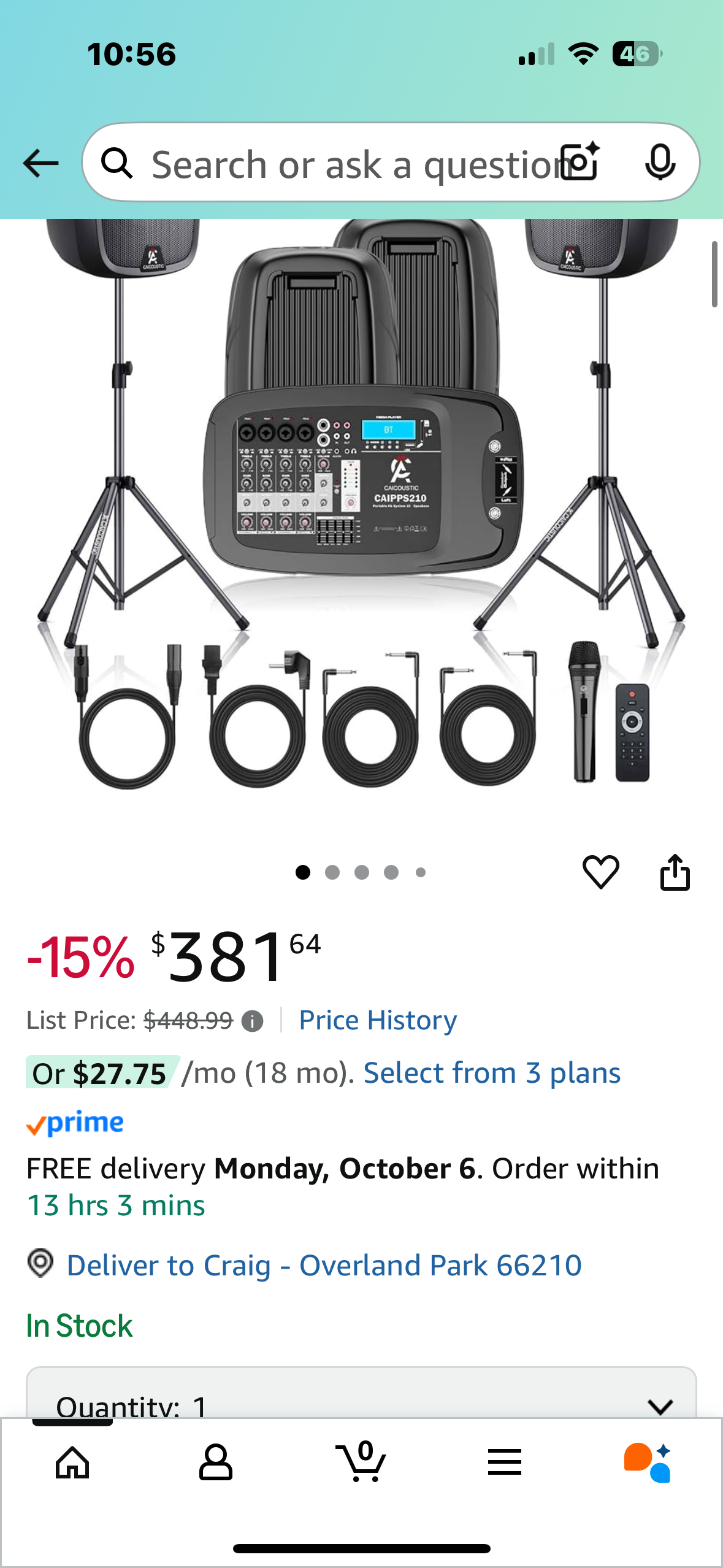 8-Channel Portable PA System with Bluetooth, Microphone, 2 Speaker Stands, USB, Reverb/Delay Effects
- Perfect for Outdoor Events, Parties, Weddings, Church Services (2 x 10 Woofers) (R676)