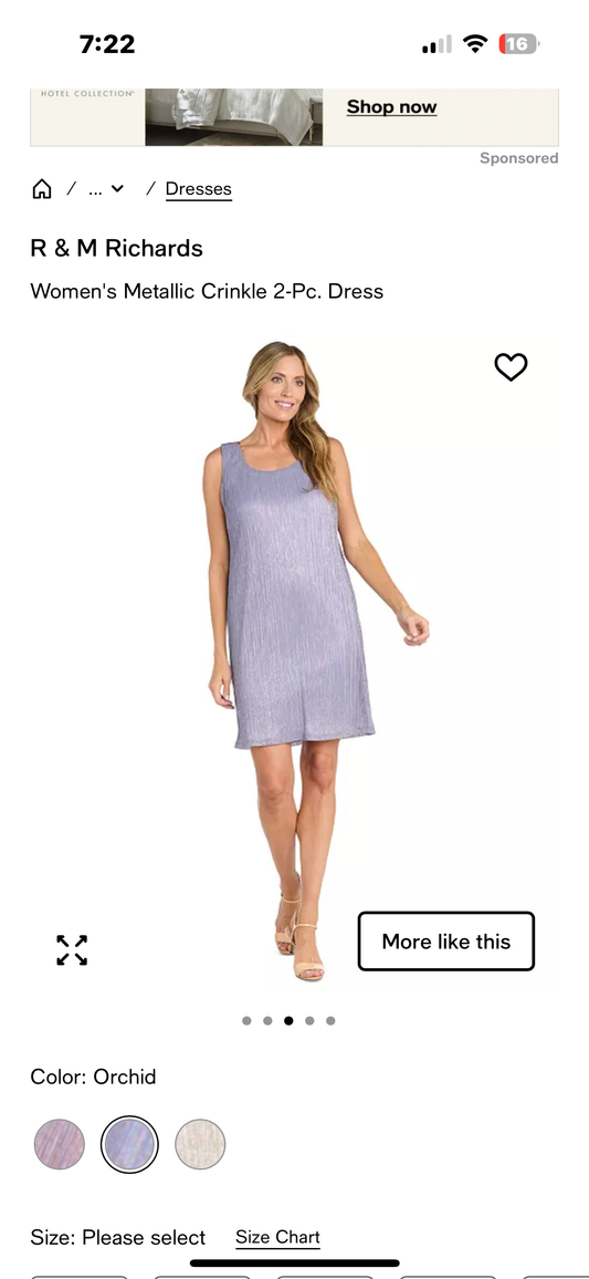Women's Metallic Crinkle Dress (Size XL)