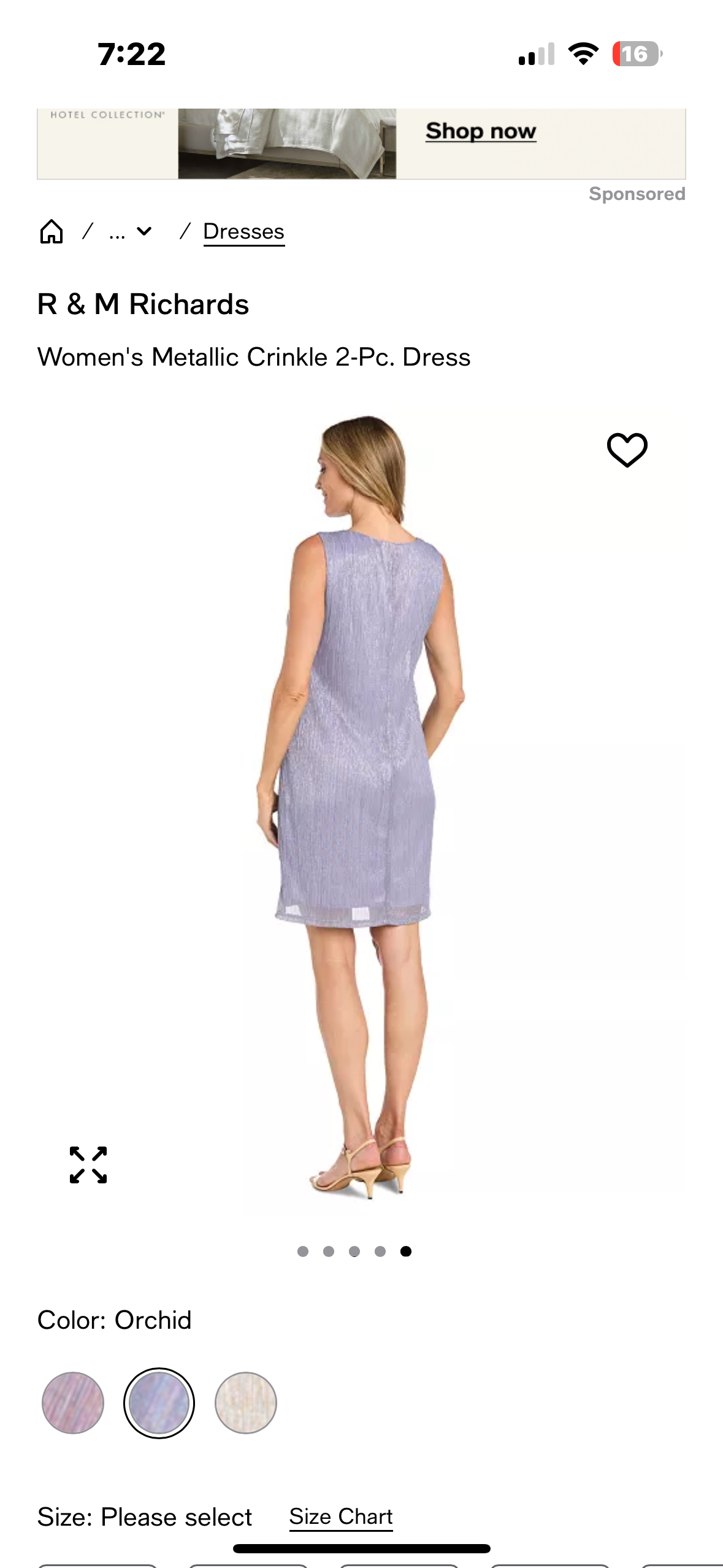 Women's Metallic Crinkle Dress (Size XL)