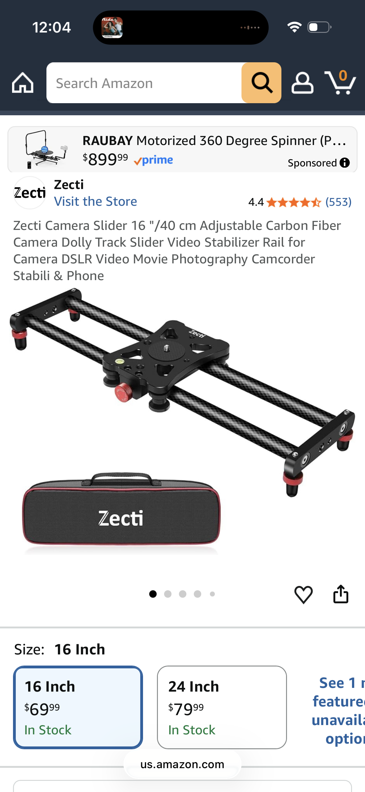Zecti Camera Slider 16 "/40 cm Adjustable Carbon Fiber Camera Dolly Track Slider Video Stabilizer Rail for Camera DSLR Video Movie Photography Camcorder Stabili & Phone