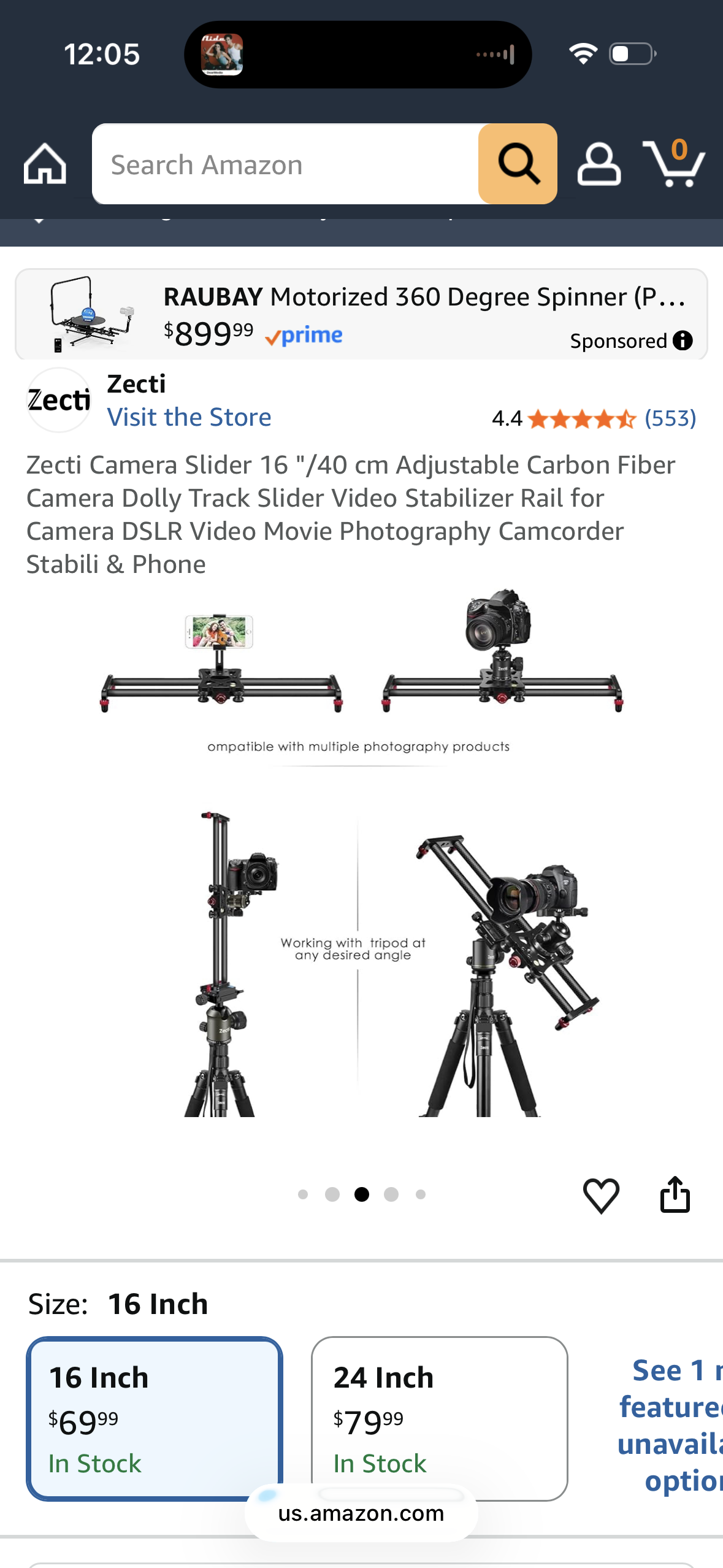 Zecti Camera Slider 16 "/40 cm Adjustable Carbon Fiber Camera Dolly Track Slider Video Stabilizer Rail for Camera DSLR Video Movie Photography Camcorder Stabili & Phone