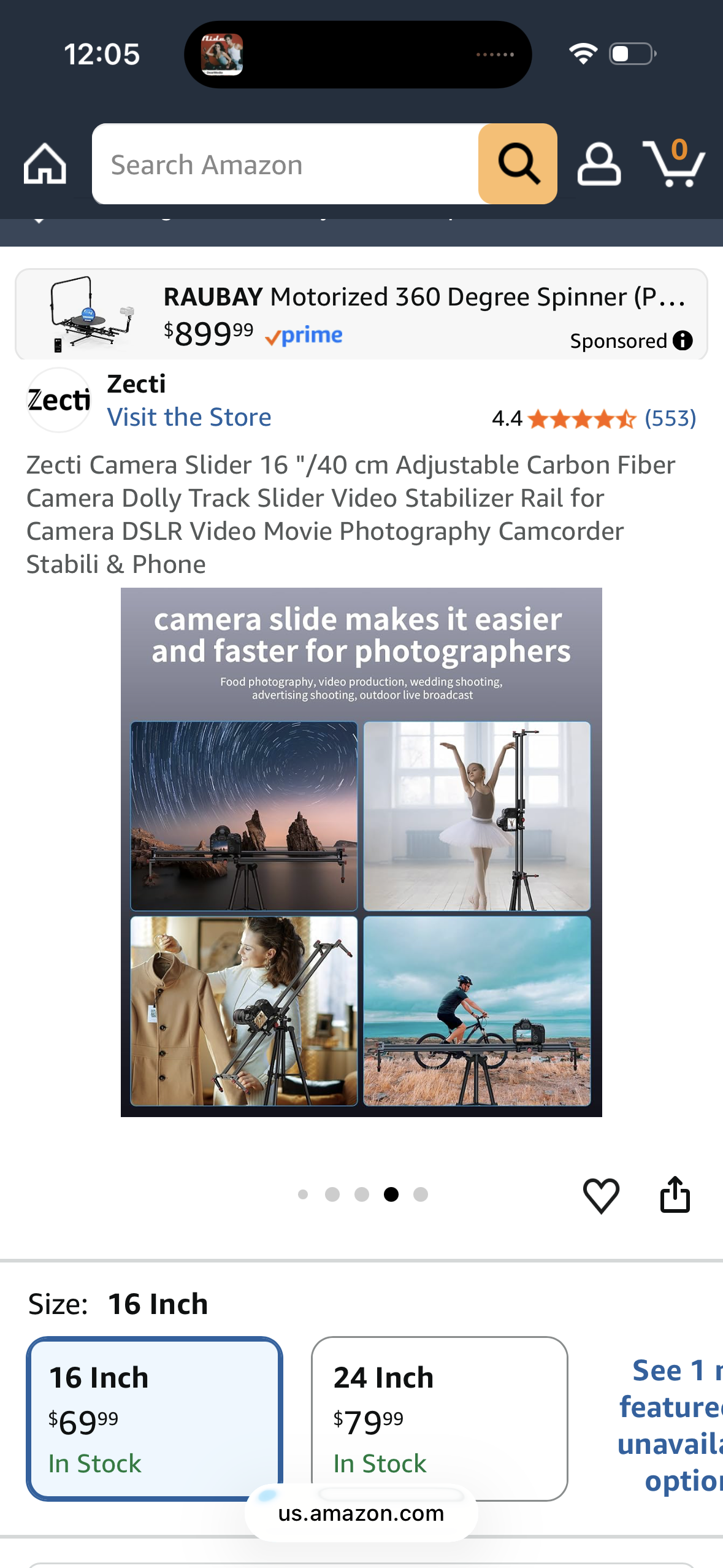 Zecti Camera Slider 16 "/40 cm Adjustable Carbon Fiber Camera Dolly Track Slider Video Stabilizer Rail for Camera DSLR Video Movie Photography Camcorder Stabili & Phone