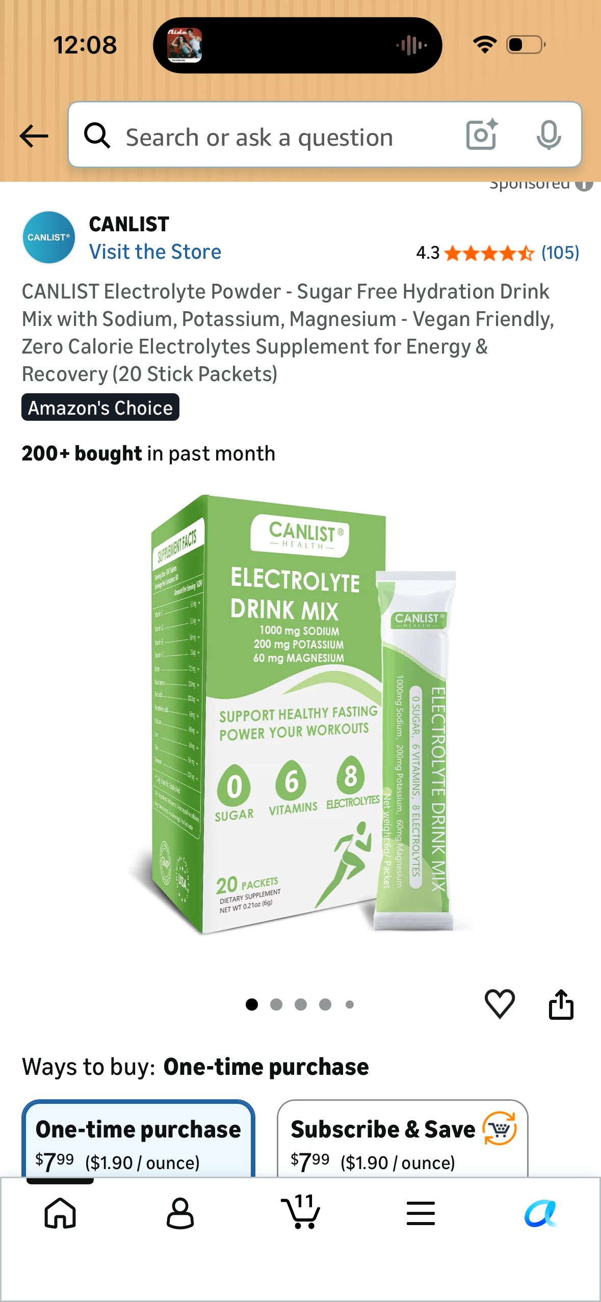 CANLIST Electrolyte Powder - Sugar Free Hydration Drink Mix with Sodium, Potassium, Magnesium - Vegan Friendly, Zero Calorie Electrolytes Supplement for Energy & Recovery (20 Stick Packets)