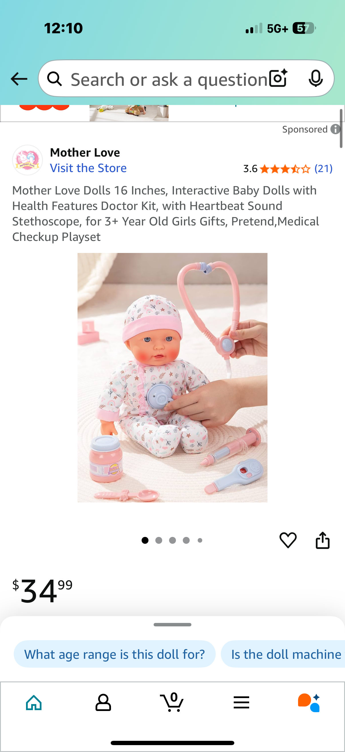 Mother Love Dolls 16 Inches, Interactive Baby Dolls with Health Features Doctor Kit, with Heartbeat Sound Stethoscope, for 3+ Year Old Girls Gifts, Pretend,Medical Checkup Playset