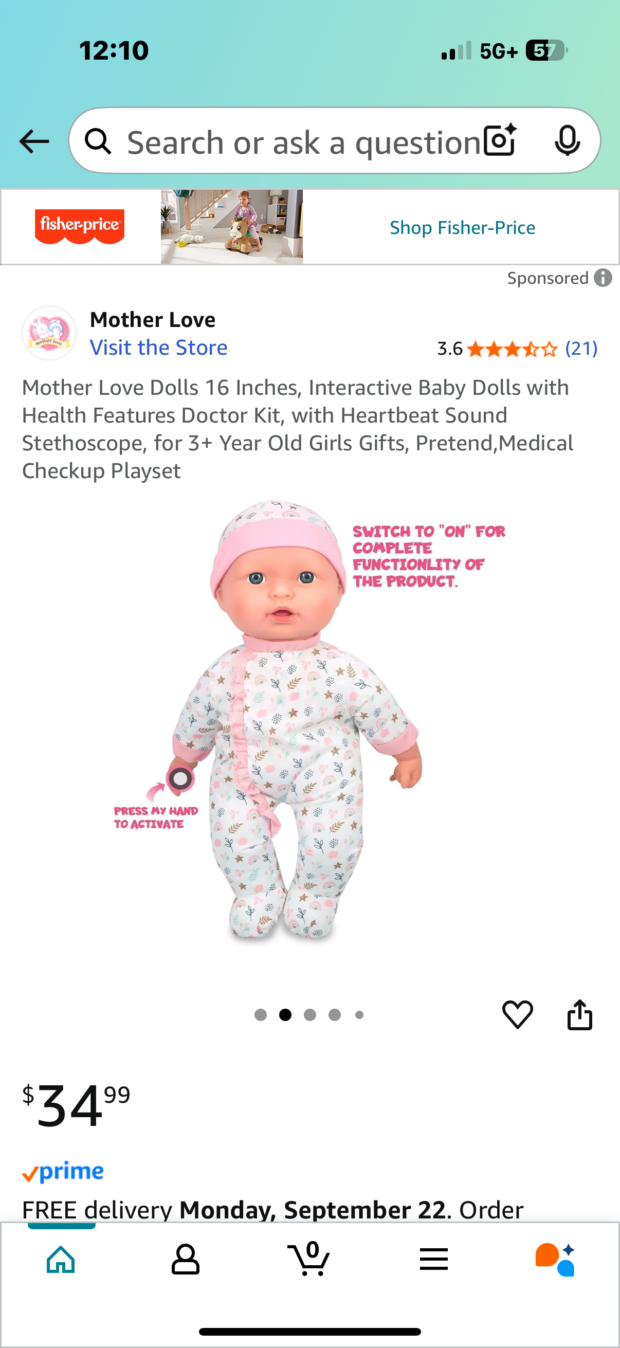 Mother Love Dolls 16 Inches, Interactive Baby Dolls with Health Features Doctor Kit, with Heartbeat Sound Stethoscope, for 3+ Year Old Girls Gifts, Pretend,Medical Checkup Playset