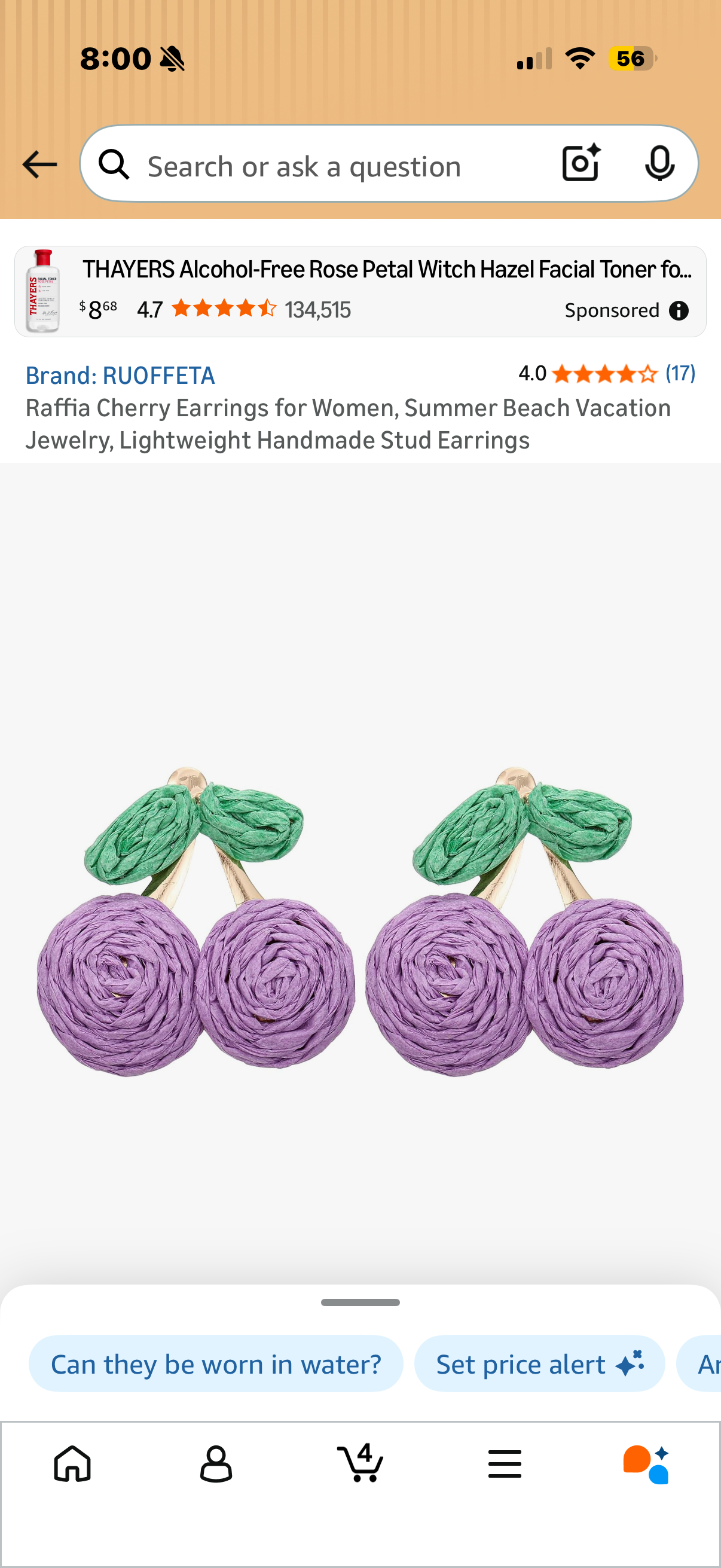 Raffia Cherry Earrings for Women, Summer Beach Vacation Jewelry, Lightweight Handmade Stud Earrings