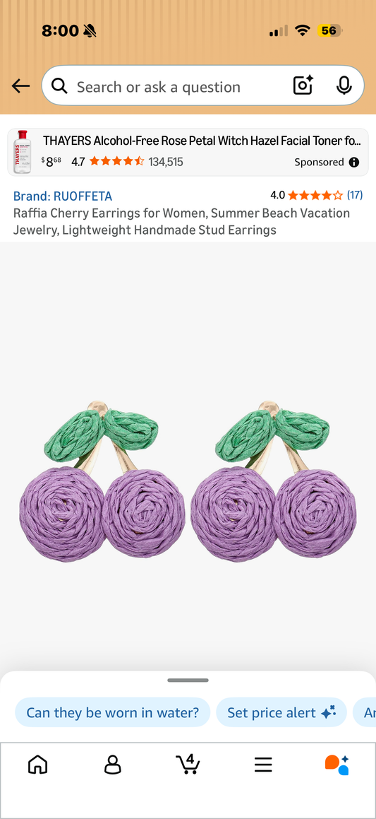 Raffia Cherry Earrings for Women, Summer Beach Vacation Jewelry, Lightweight Handmade Stud Earrings
