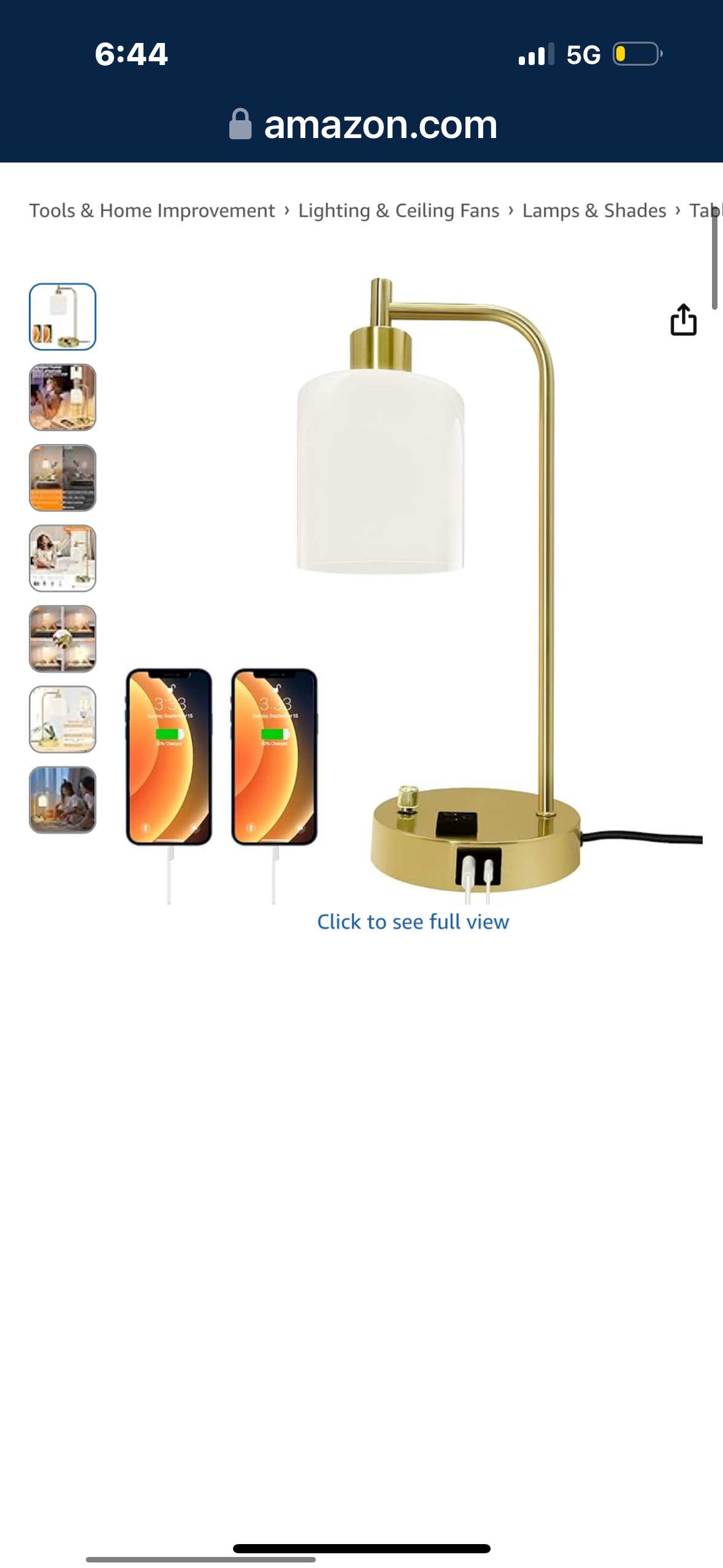 GLITI Industrial Table Lamp, Stepless Dimmable Gold Desk Lamp with 2 USB Ports and AC Power Outlet, Frosted GlassShade, Eye-Caring Bedside Nightstand Lamps for Bedroom Living Room (Gold)