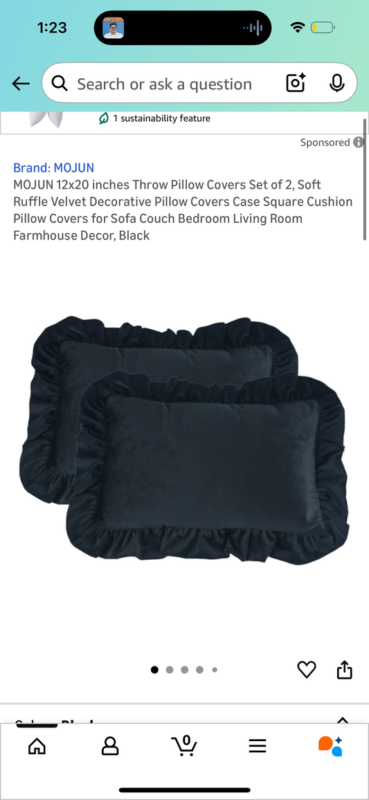 MOJUN 12x20 inches Throw Pillow Covers Set of 2, Soft Ruffle Velvet Decorative Pillow Covers Case Square Cushion Pillow Covers for Sofa Couch Bedroom Living Room Farmhouse Decor, Black