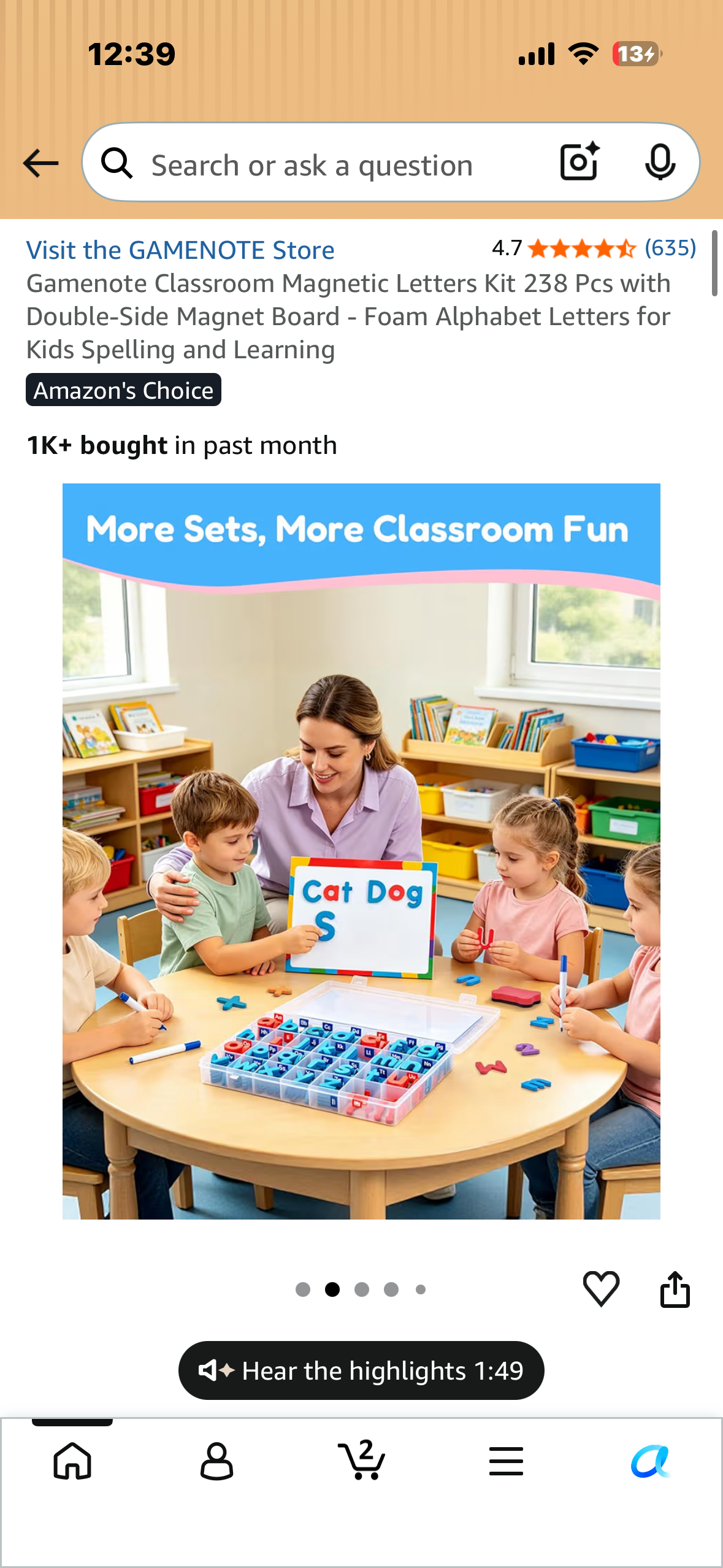 Gamenote Classroom Magnetic Letters Kit 238 Pcs with Double-Side Magnet Board - Foam Alphabet Letters for Kids Spelling and Learning