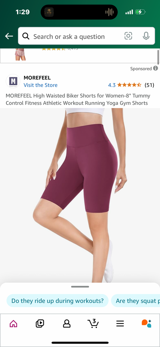 MOREFEEL High Waisted Biker Shorts for Women-8" Tummy Control Fitness Athletic Workout Running Yoga Gym Shorts