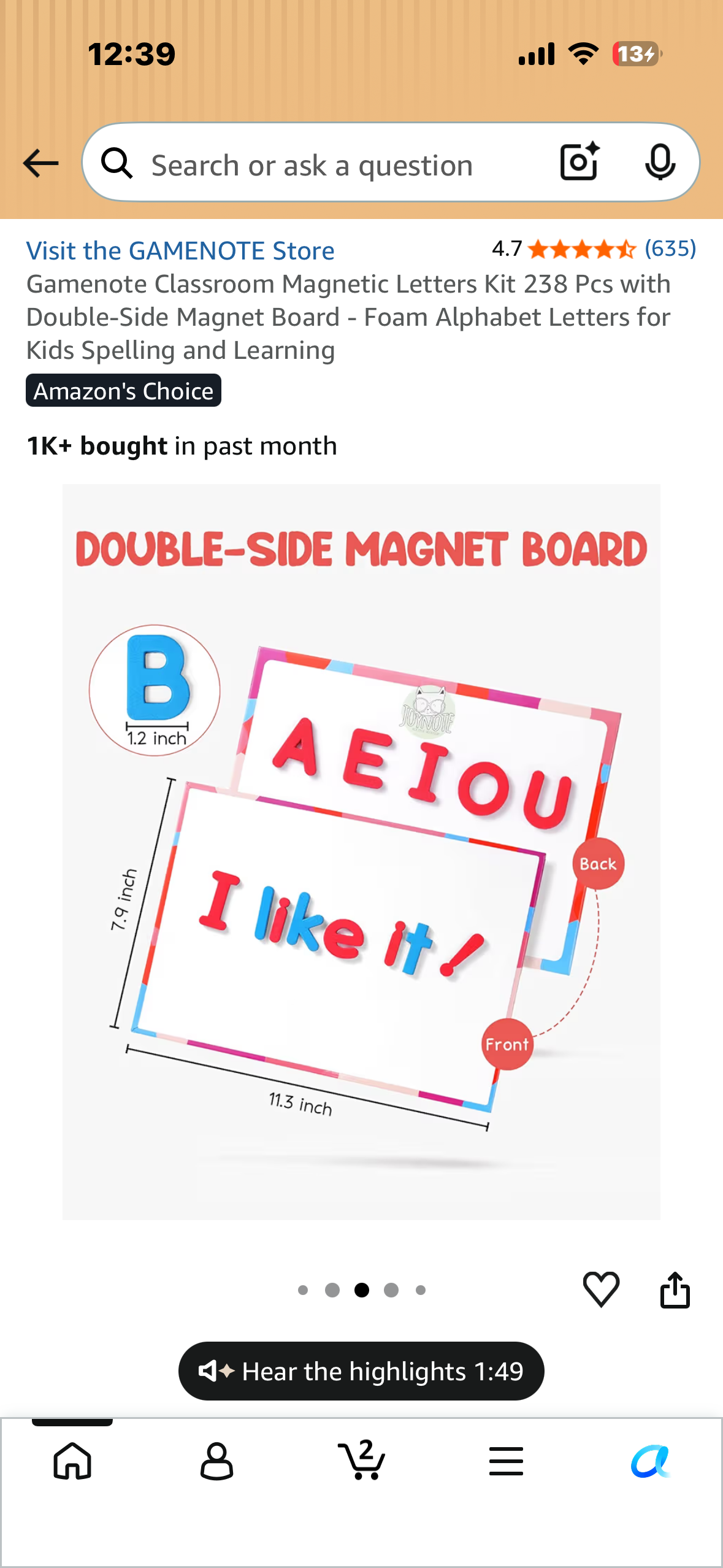 Gamenote Classroom Magnetic Letters Kit 238 Pcs with Double-Side Magnet Board - Foam Alphabet Letters for Kids Spelling and Learning