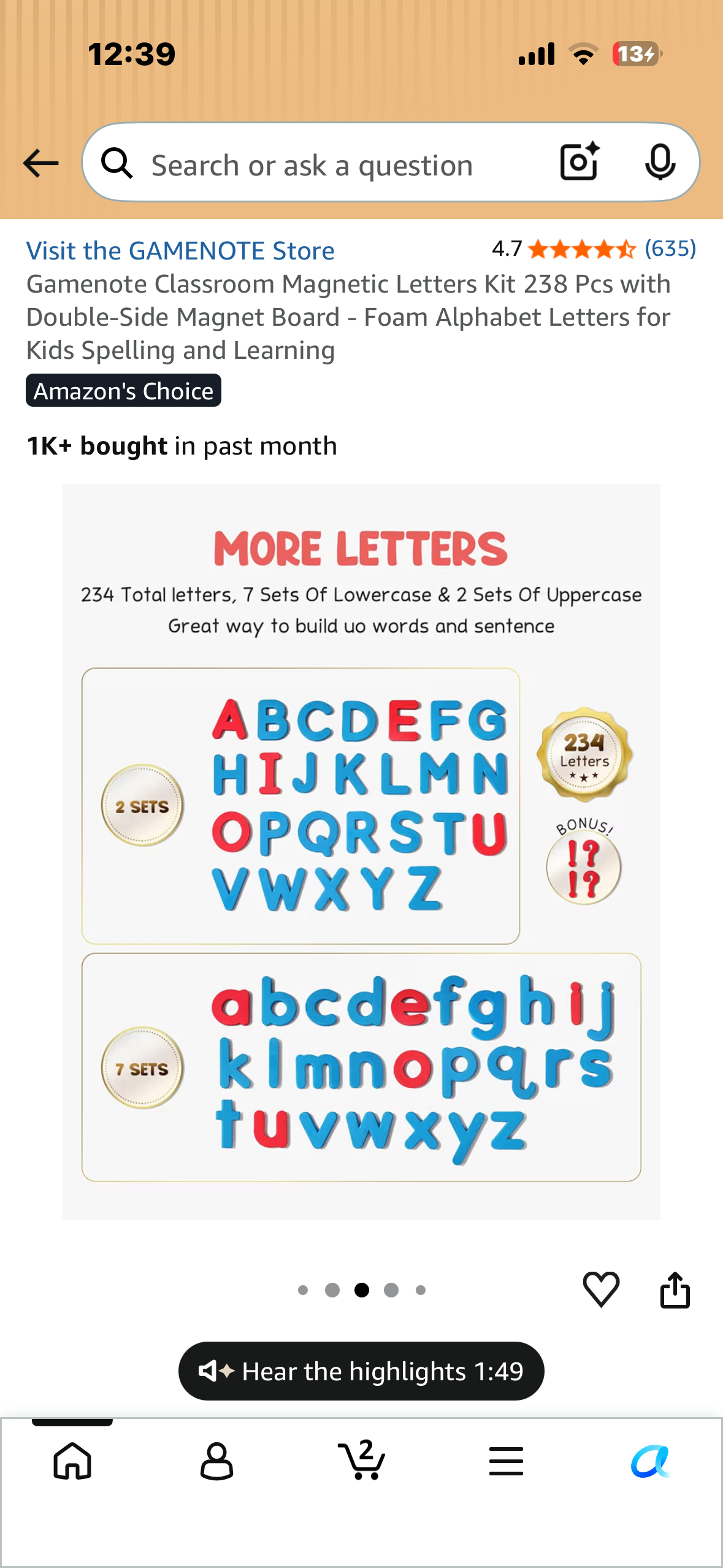 Gamenote Classroom Magnetic Letters Kit 238 Pcs with Double-Side Magnet Board - Foam Alphabet Letters for Kids Spelling and Learning
