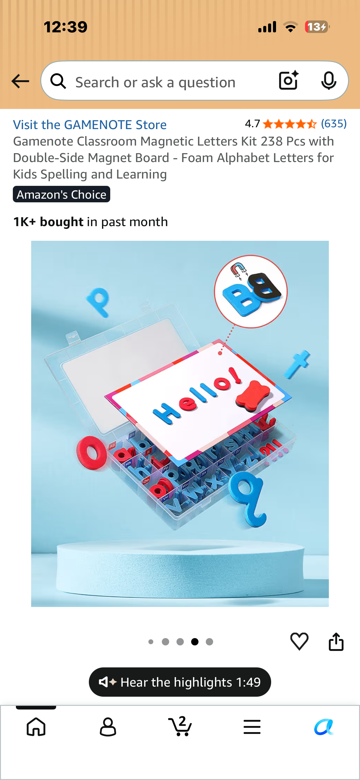 Gamenote Classroom Magnetic Letters Kit 238 Pcs with Double-Side Magnet Board - Foam Alphabet Letters for Kids Spelling and Learning