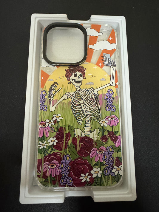 TRFAEE Protective Phone Case Compatible with iPhone 14 Pro Max with Screen Protector Clear Soft TPU Shockproof Funny Aesthetic Skeleton Good Vibe Protection Shell Cover Designed for iPhone 14 Pro Max